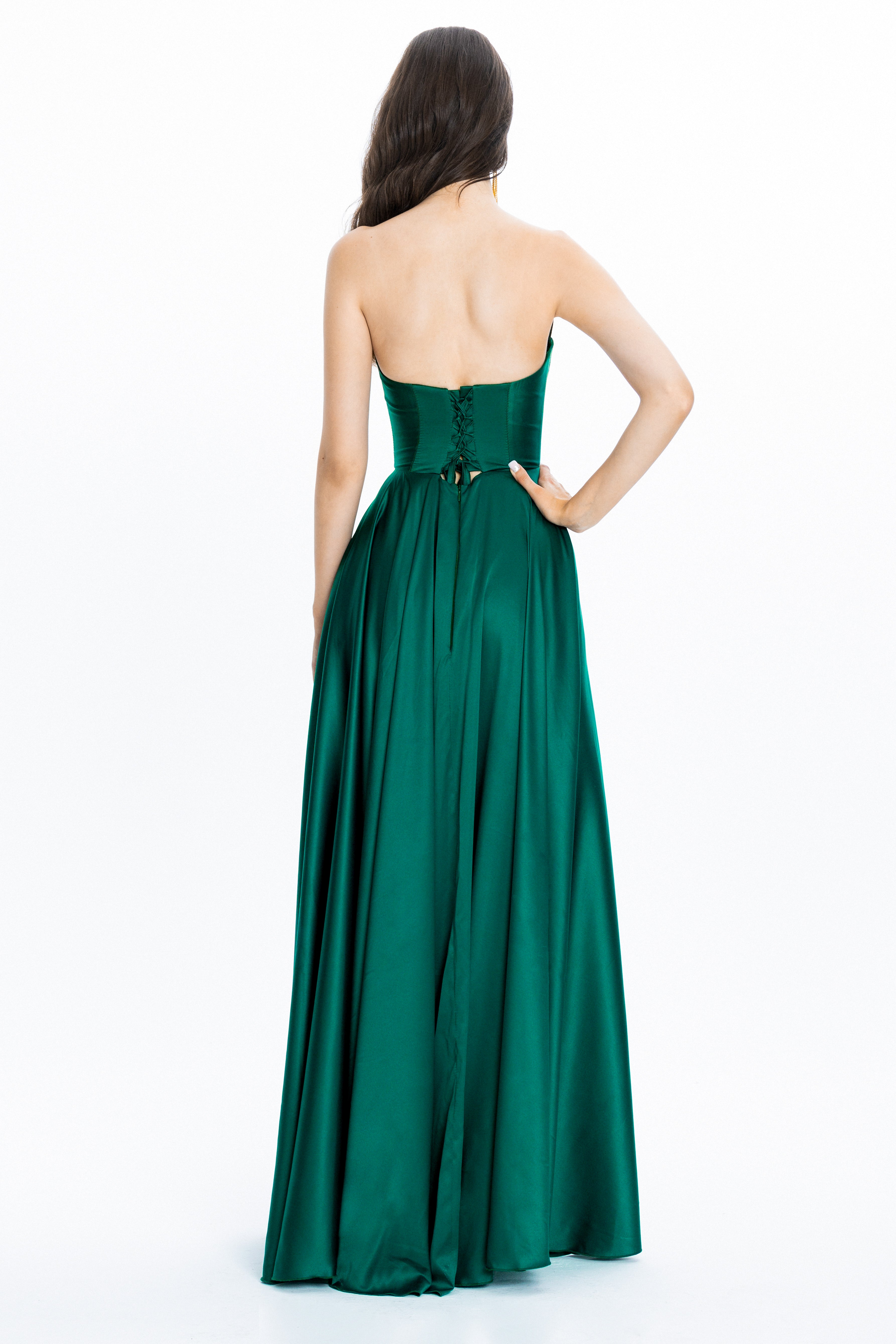 Satin Evening Gown Viena Emerald