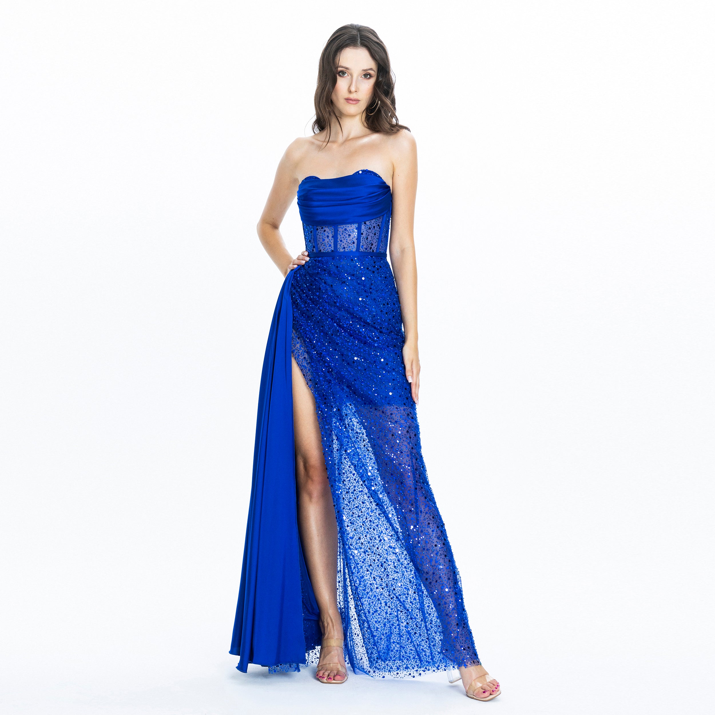 Stella Corset Evening Gown Blue