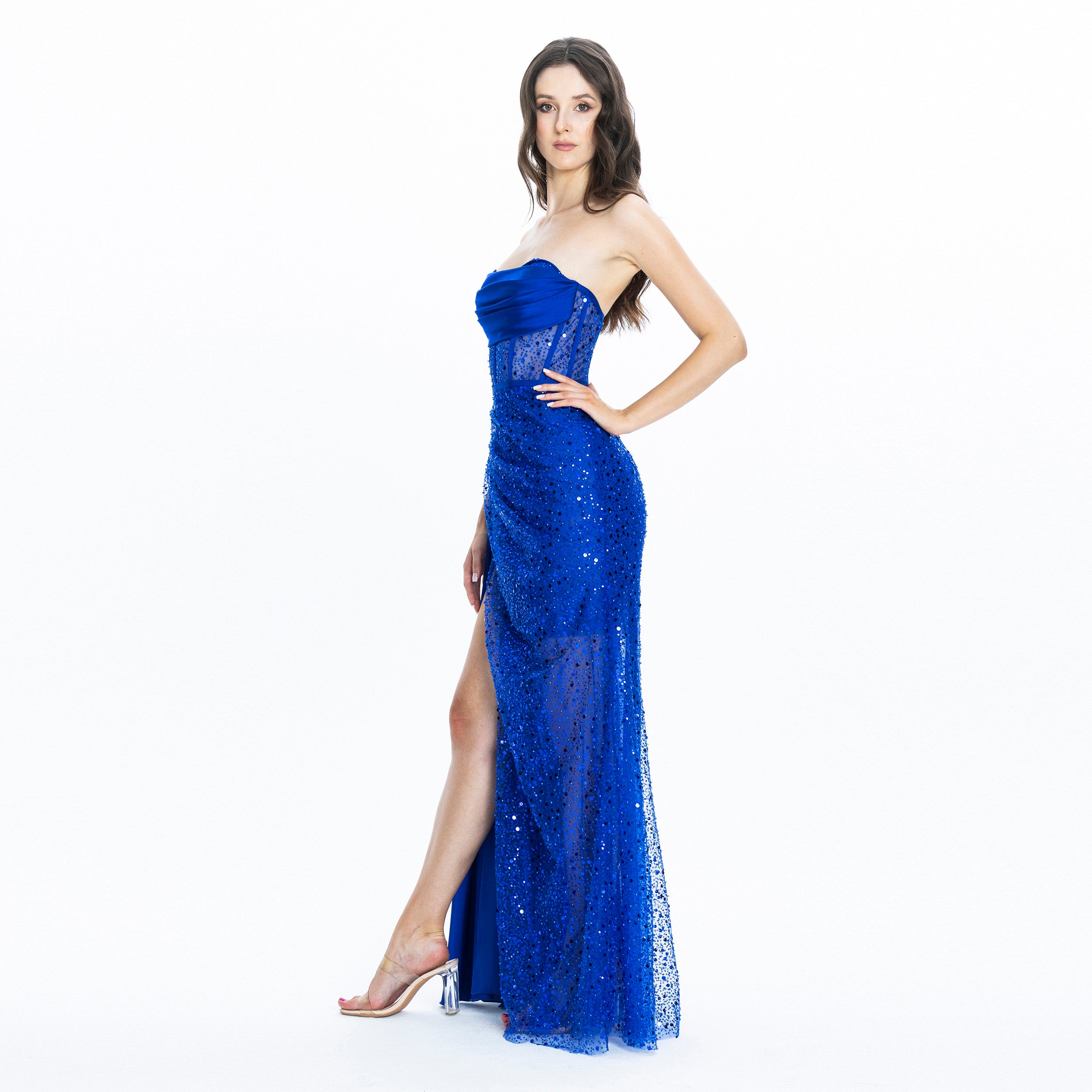 Stella Corset Evening Gown Blue