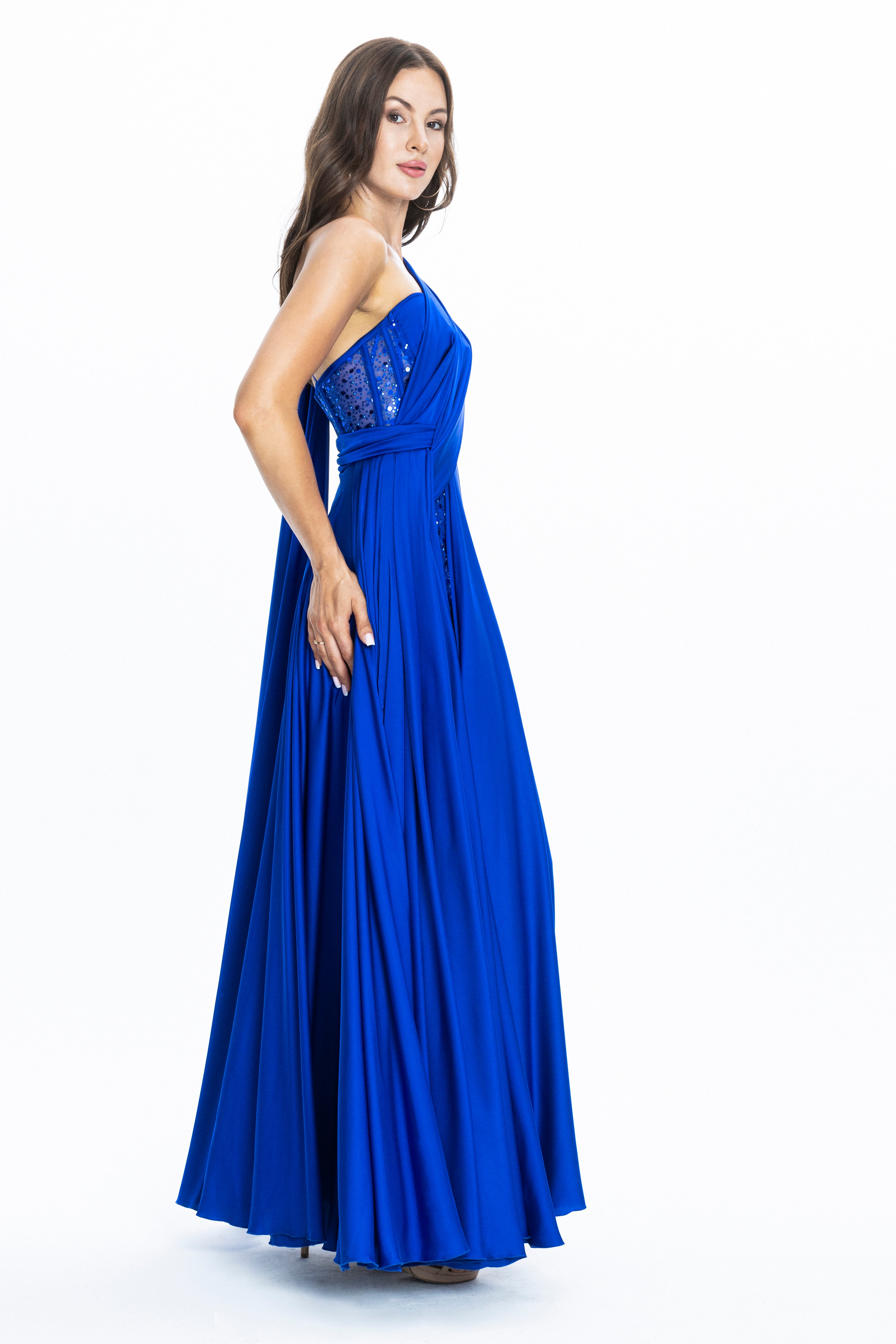 Satin Evening Gown Fabia Blue