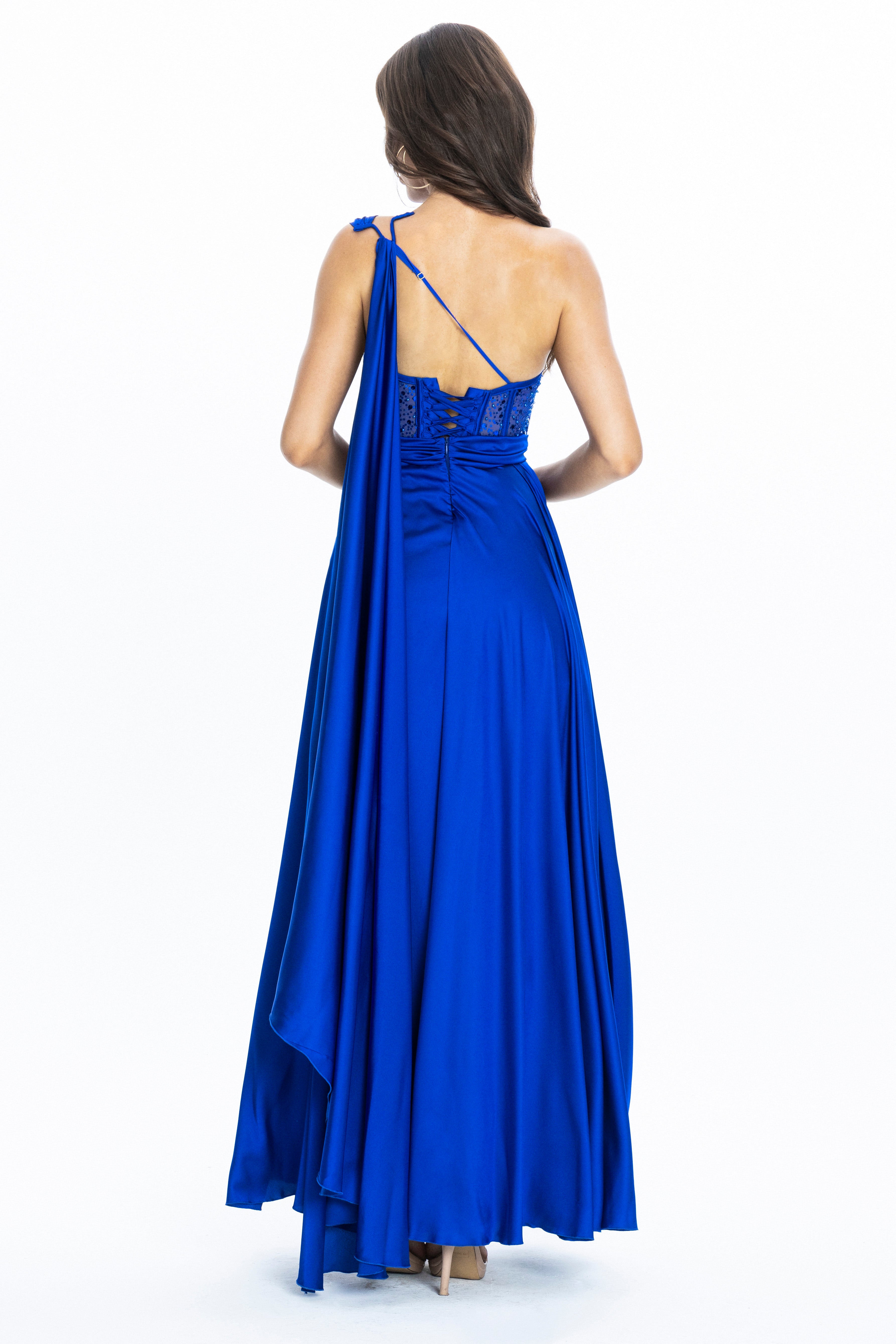 Satin Evening Gown Fabia Blue