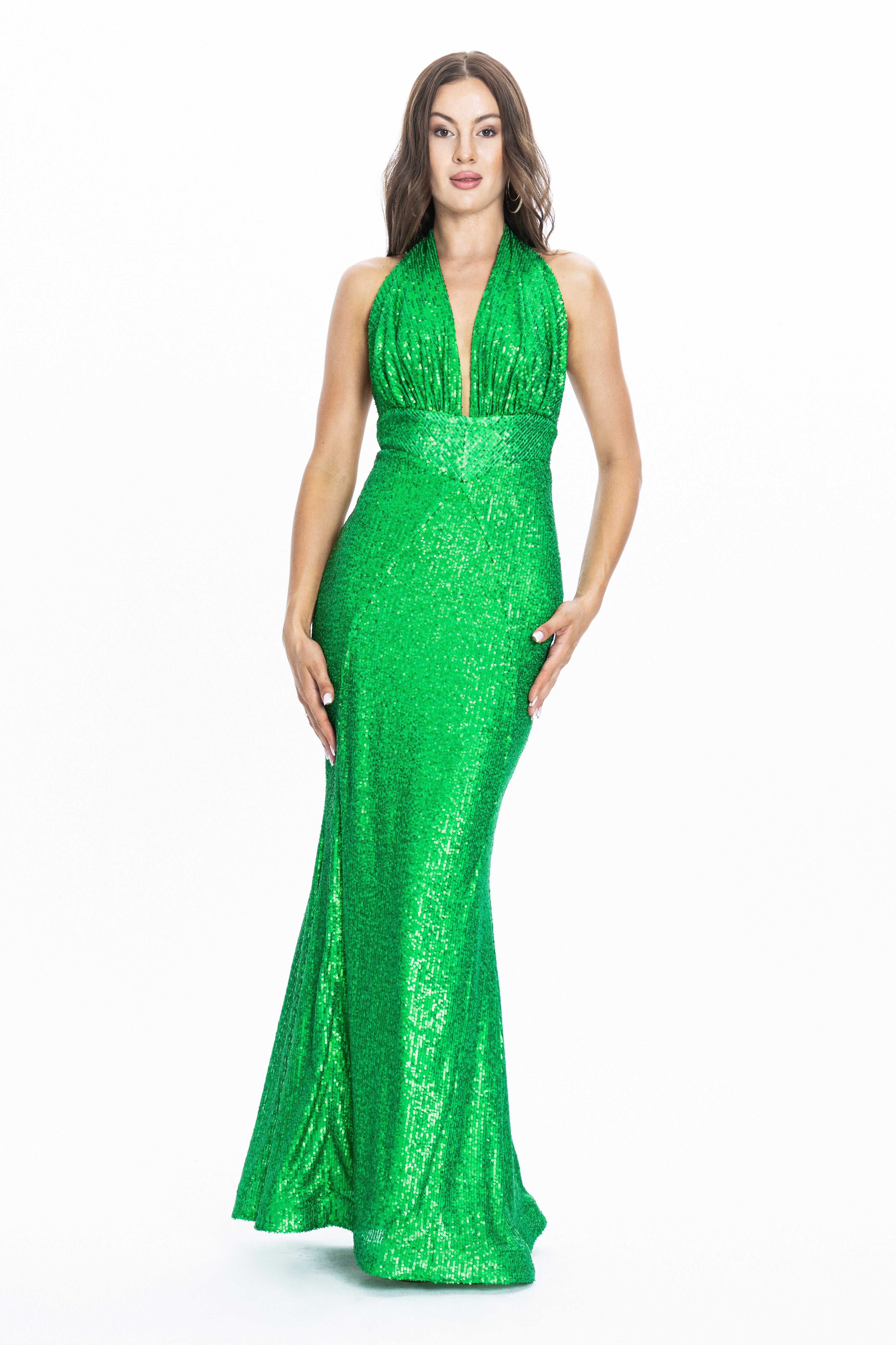 Monroe Sequin Evening Gown Green