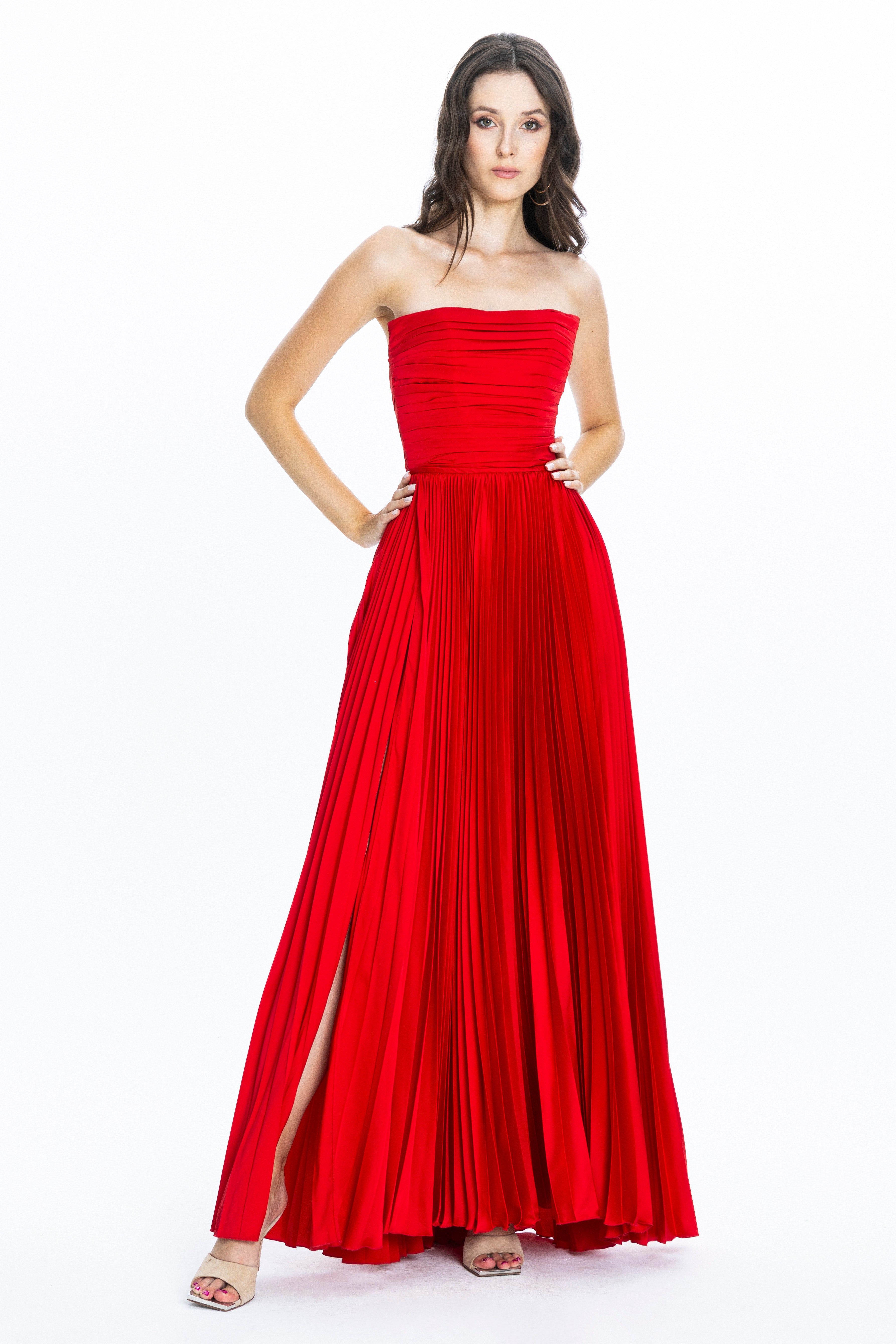 Rose Satin Evening Gown