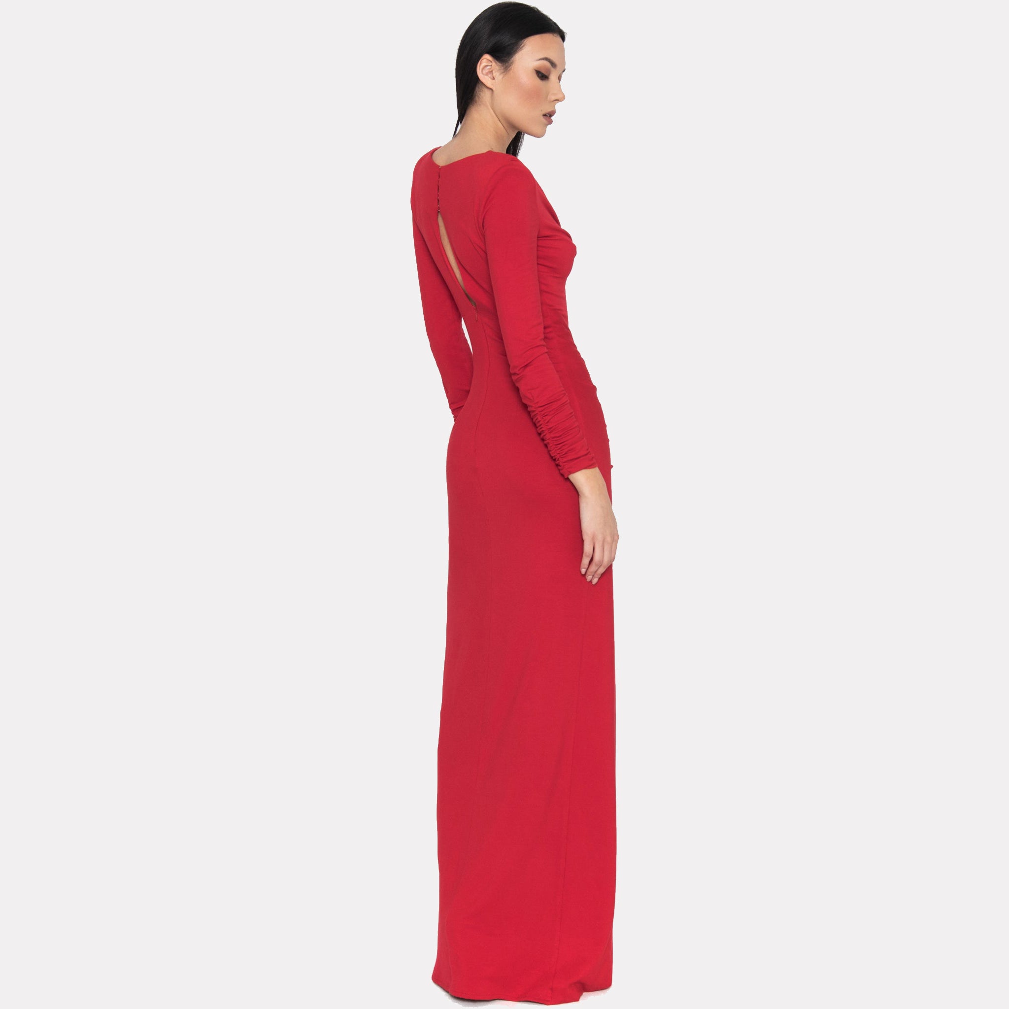 Knitted Draped Maxi Dress Aurora Red 4