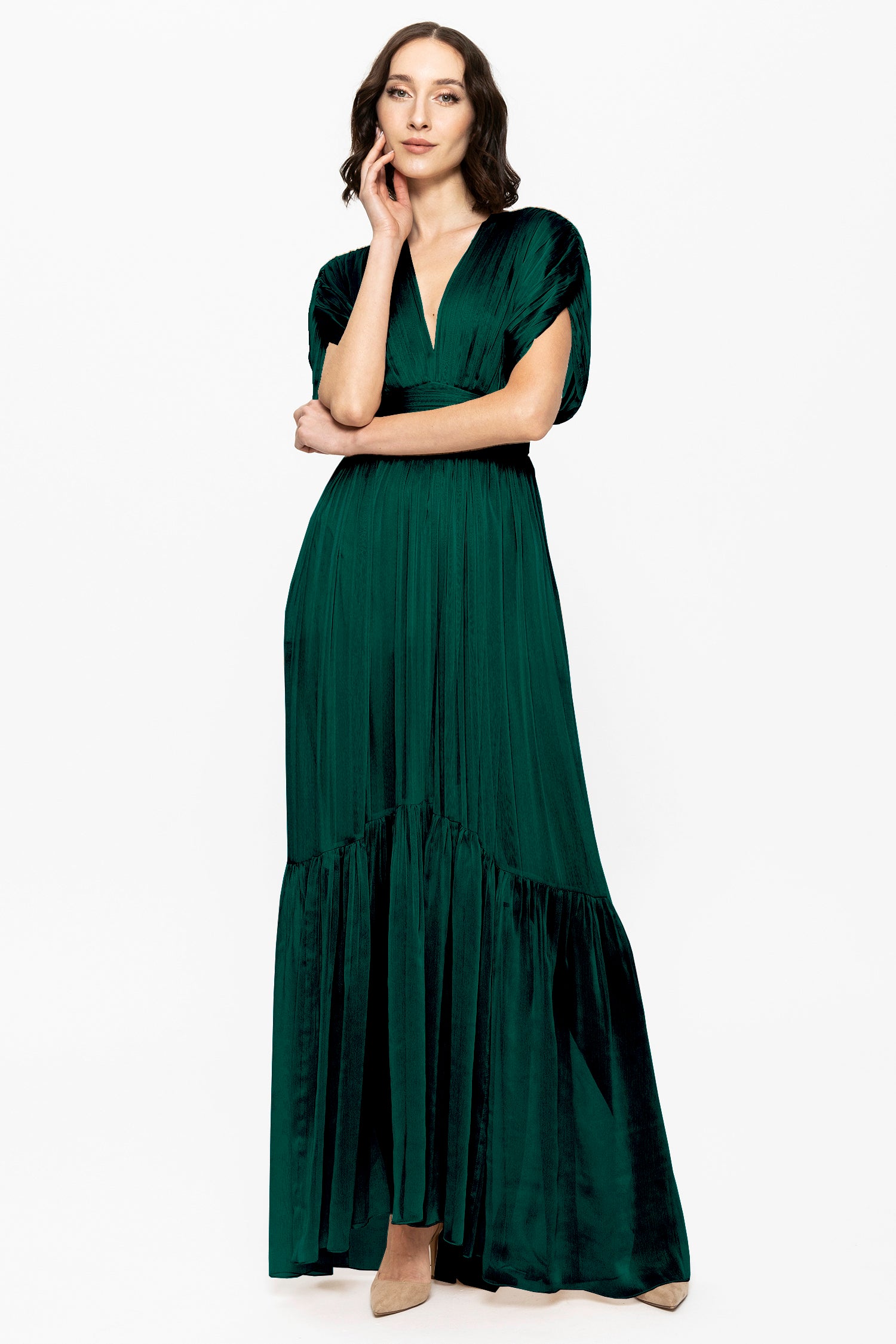 Lerena Chiffon Evening Gown Emerald