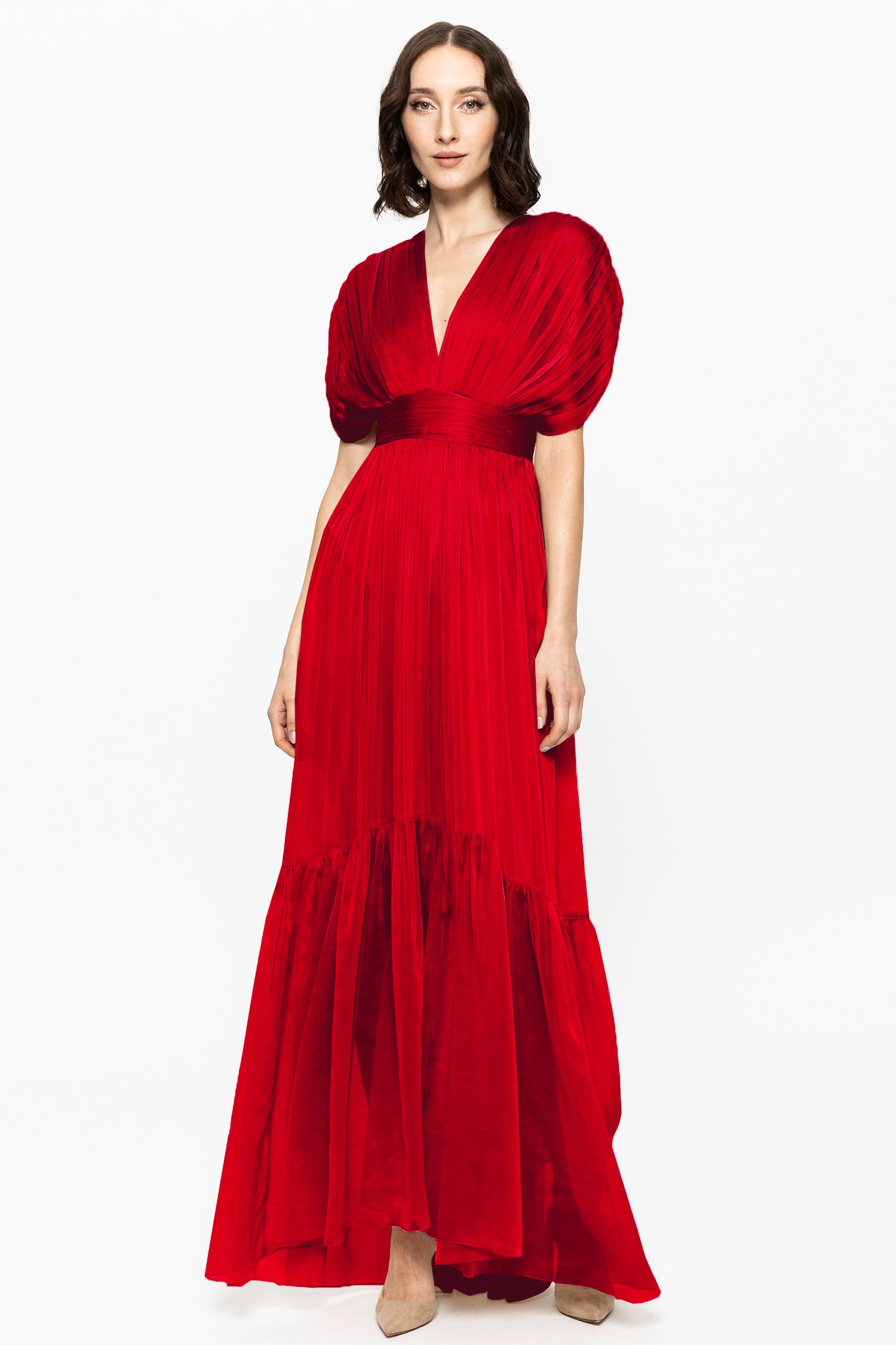 Lerena Chiffon Evening Gown Red
