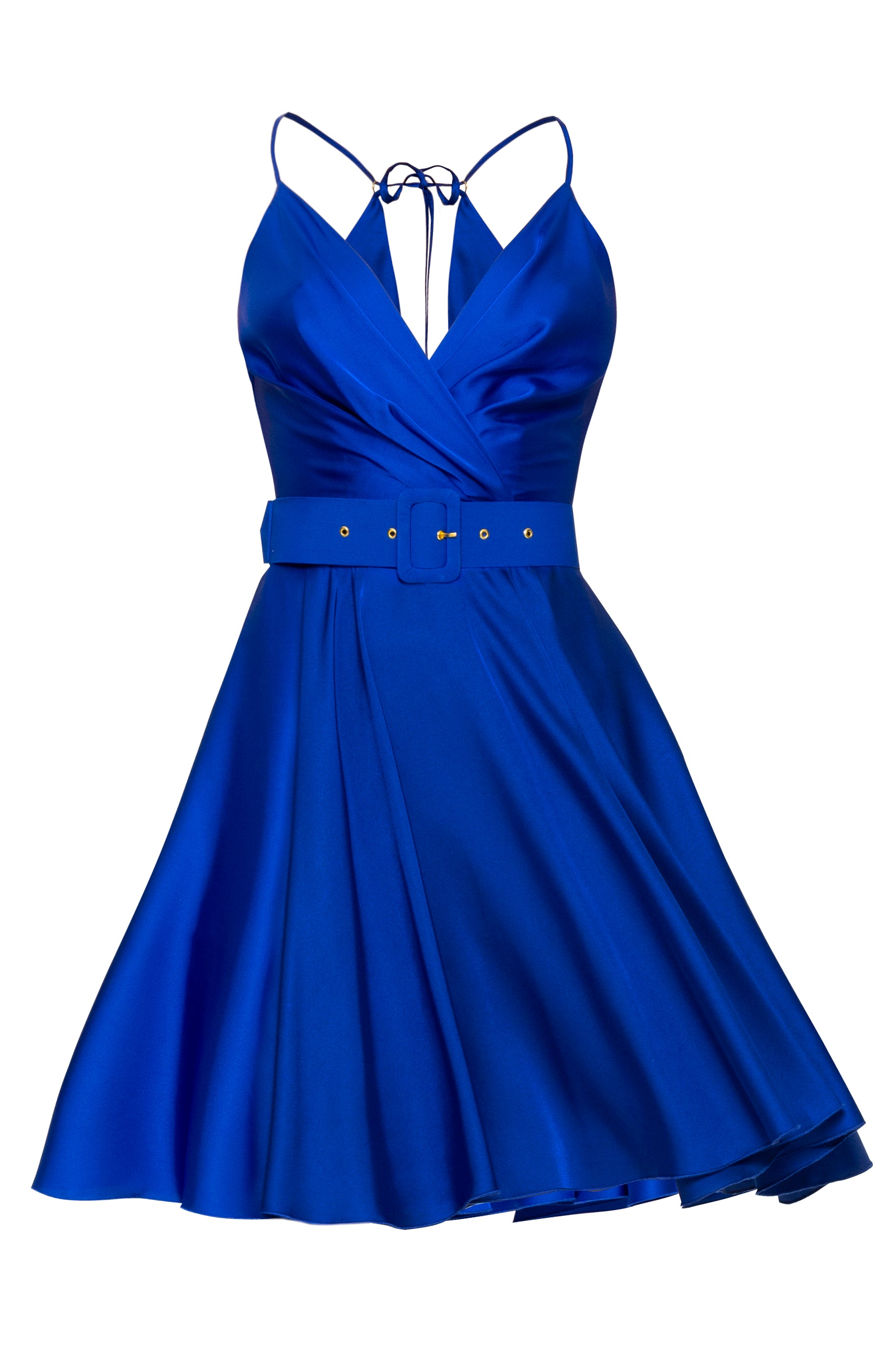 Sukienka mini satynowa niebieska