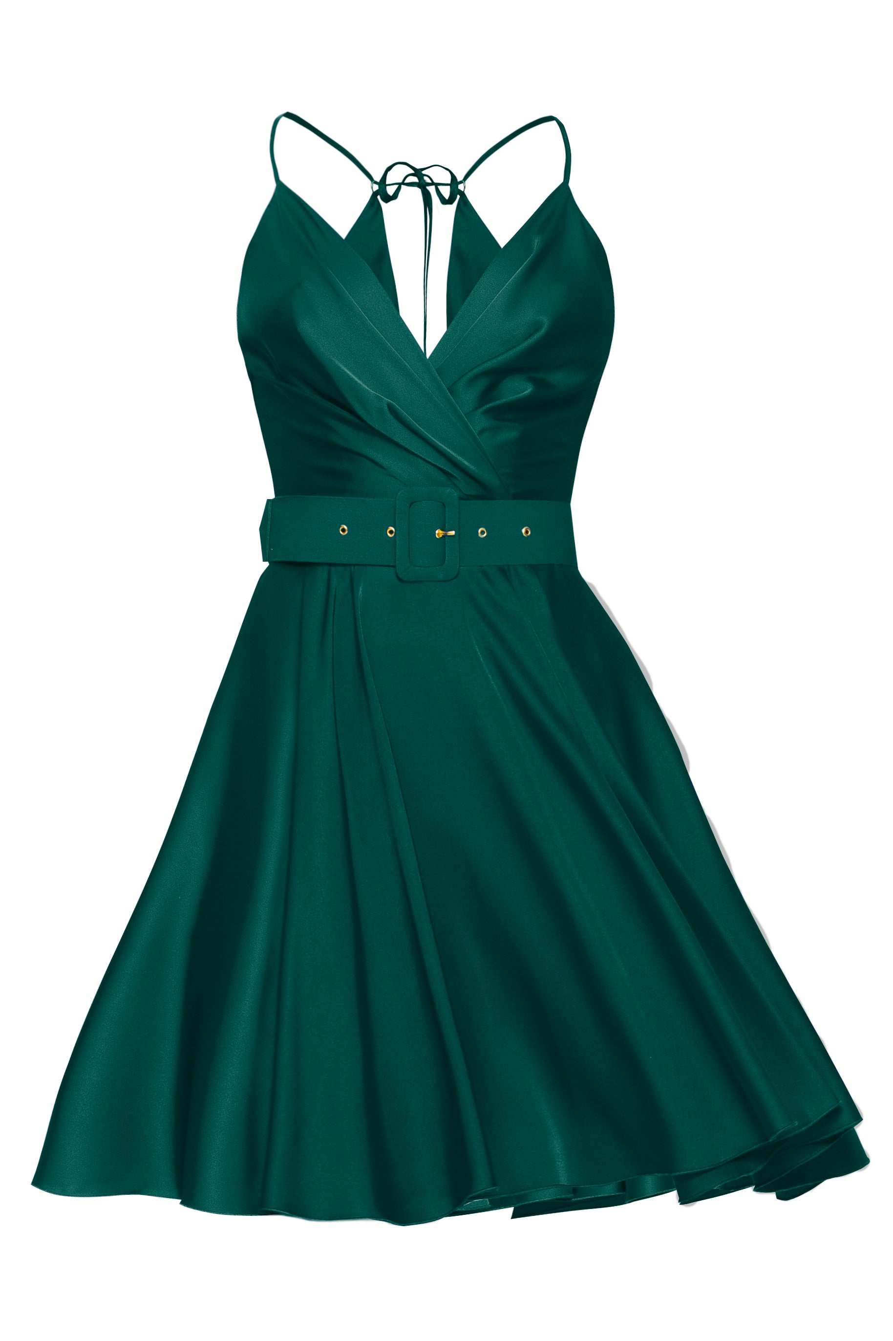 Mini Satin Dress Emerald green