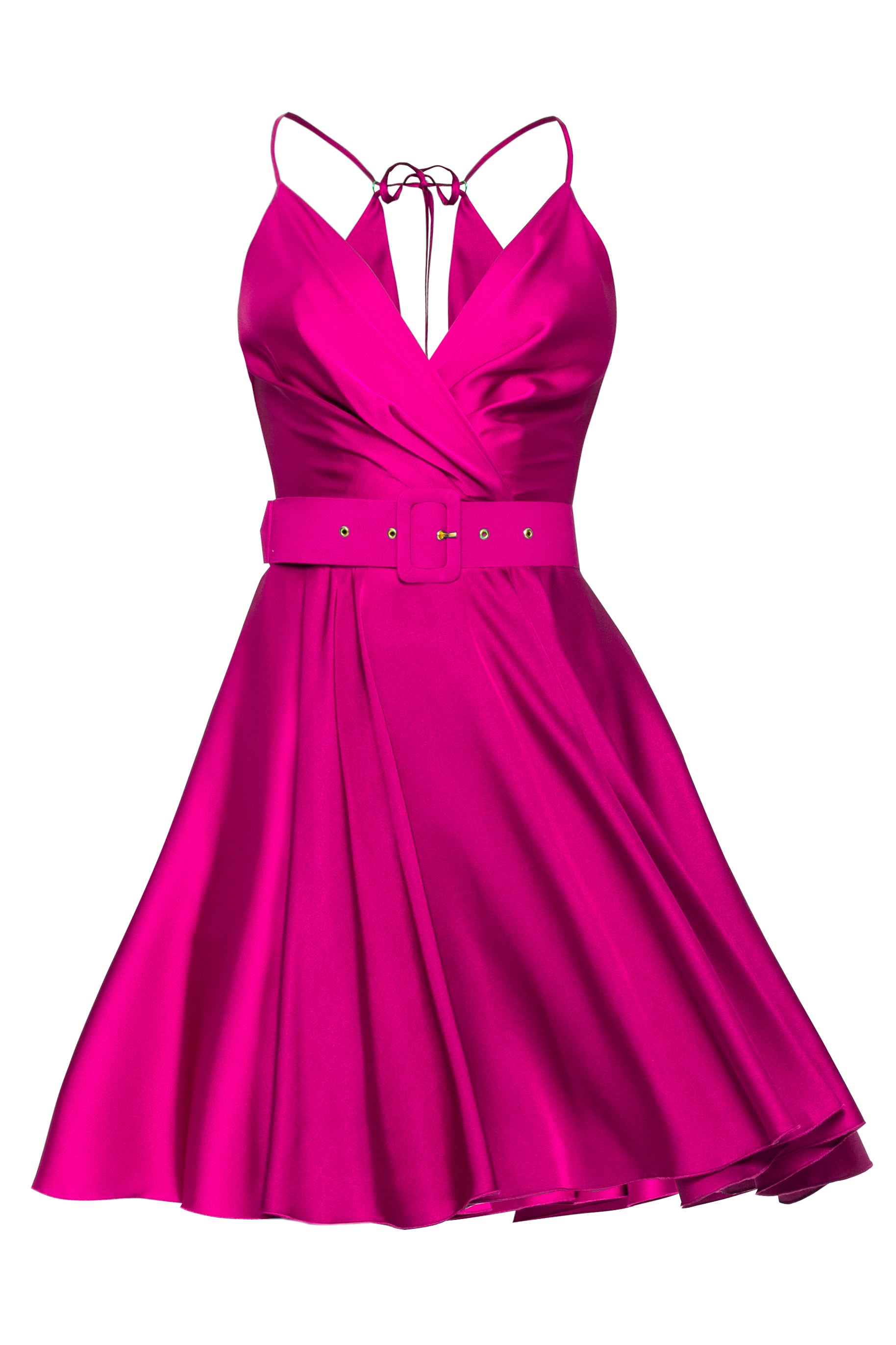 Mini sukienka satynowa w kolorze fuksji