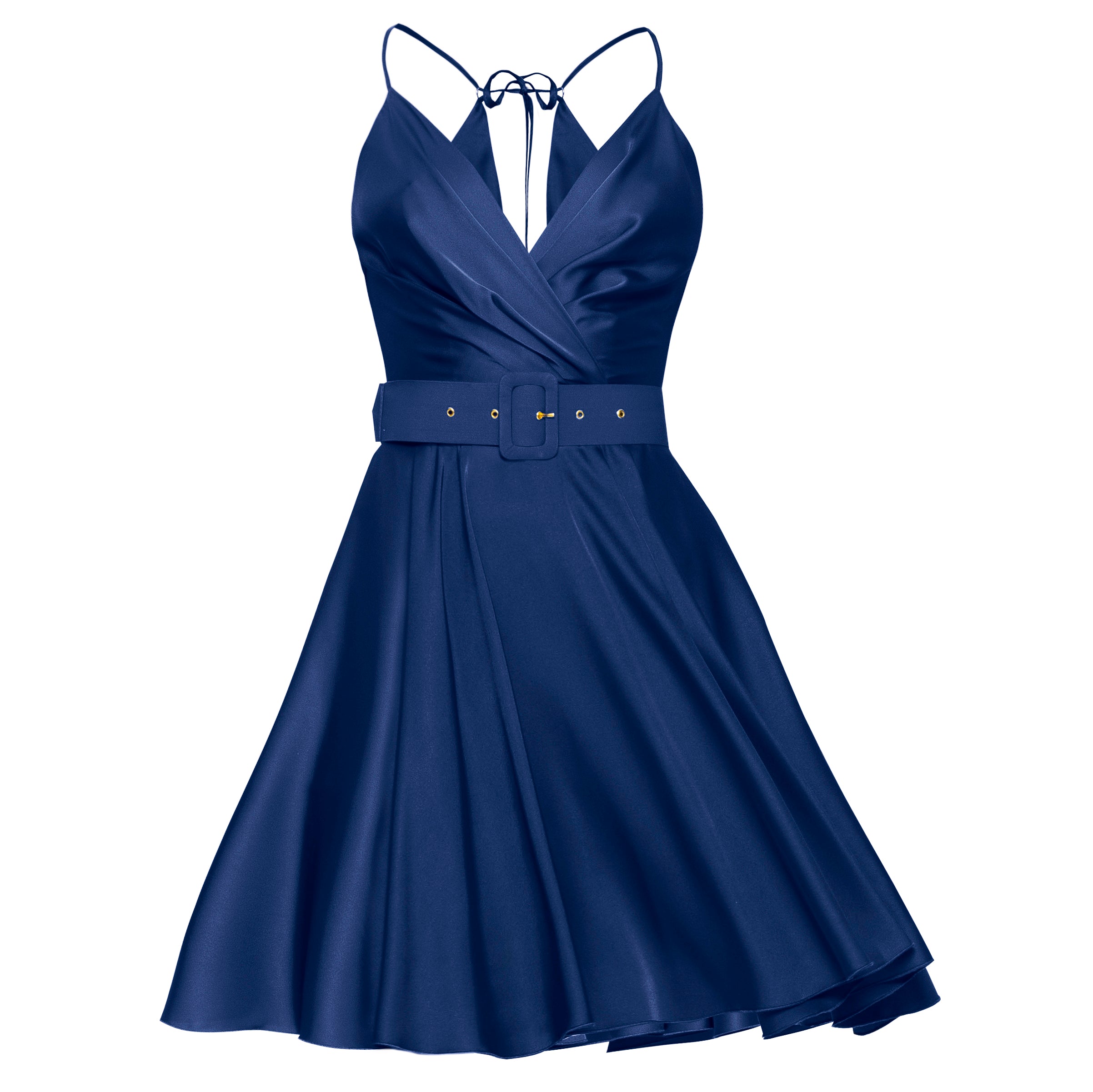 Mini Satin Dress Navy Blue