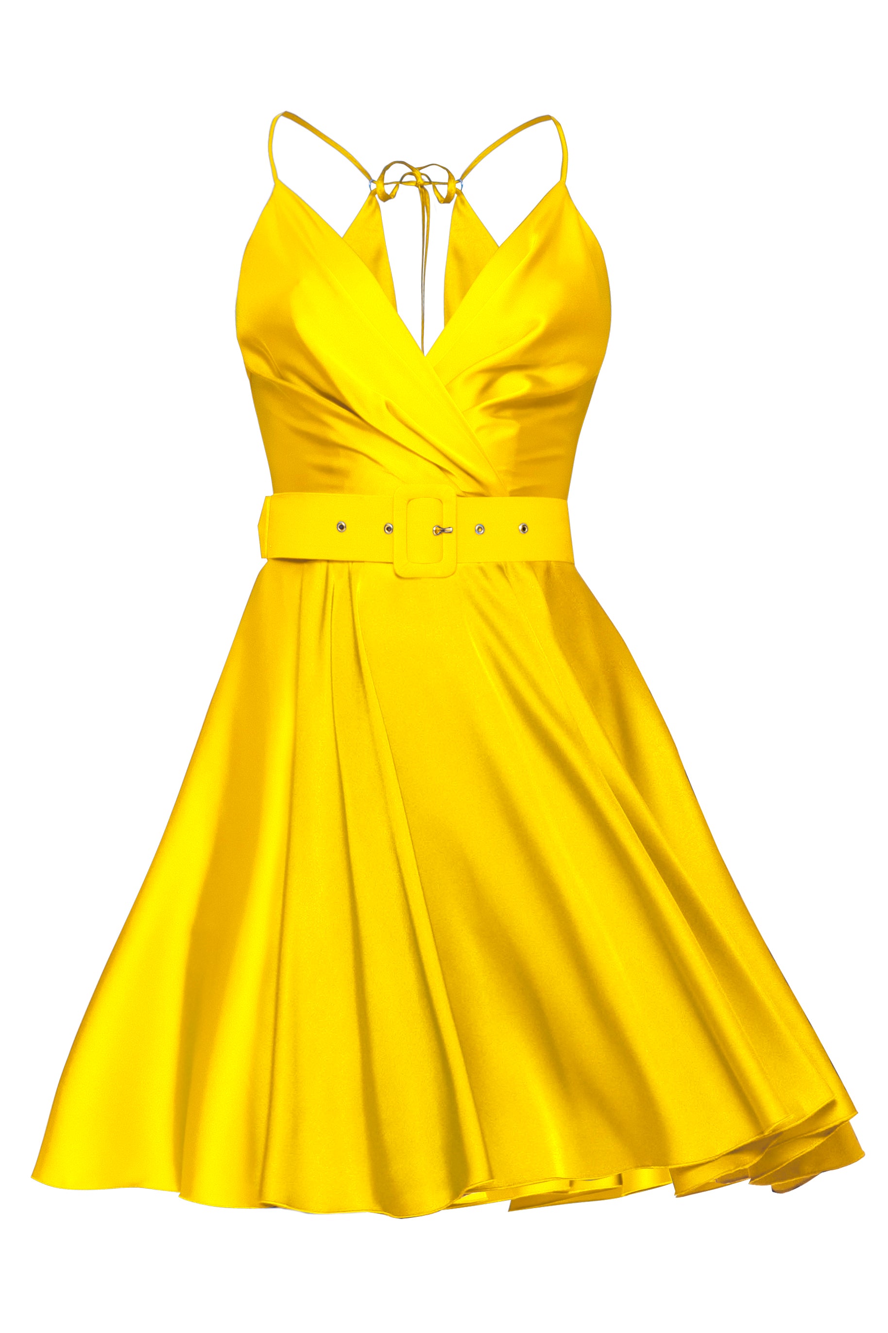 Mini Satin Dress Yellow