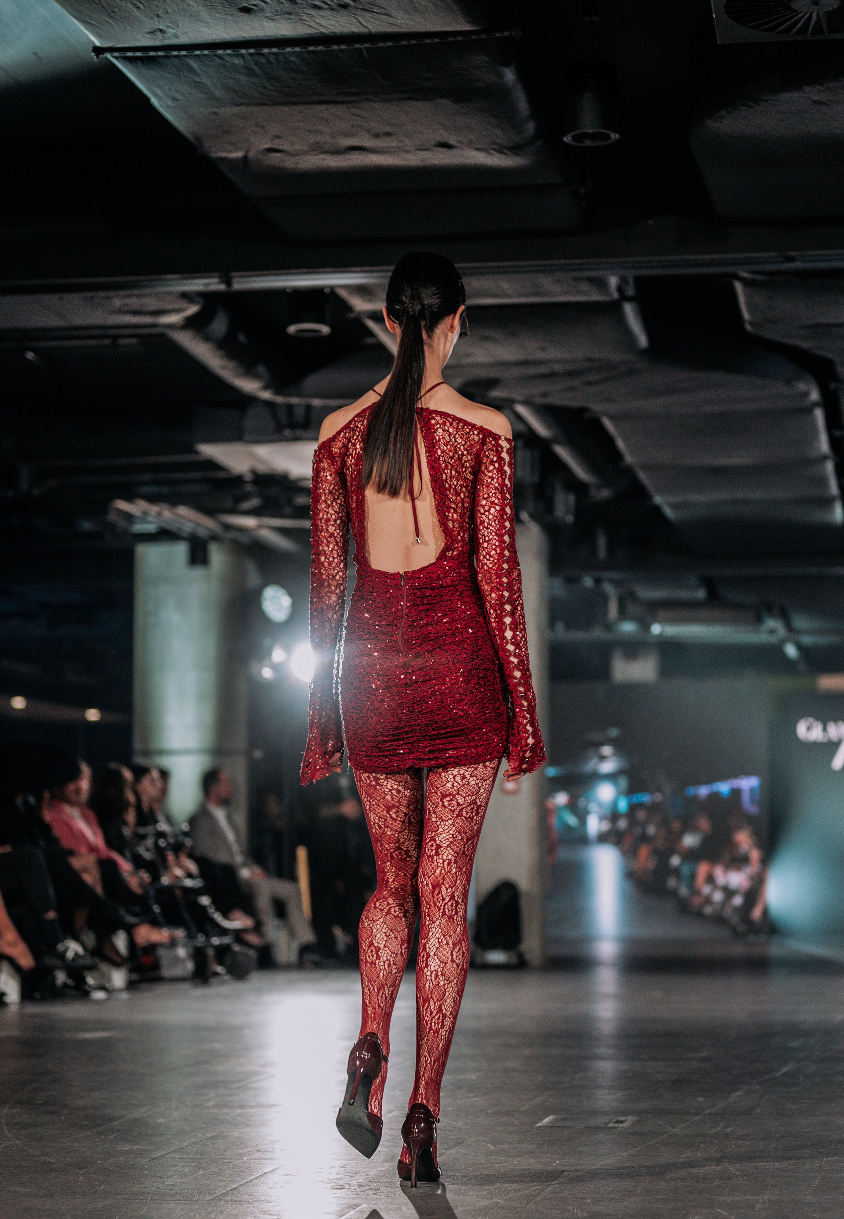 Mini Embroidered Lace Dress Glam Witch Burgundy