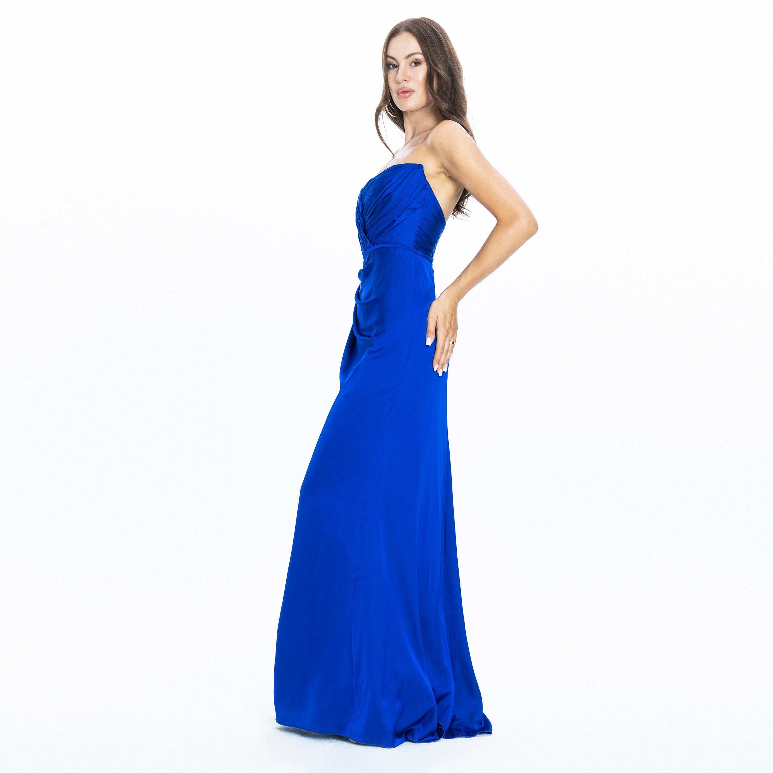 Mona Satin Evening Gown Blue