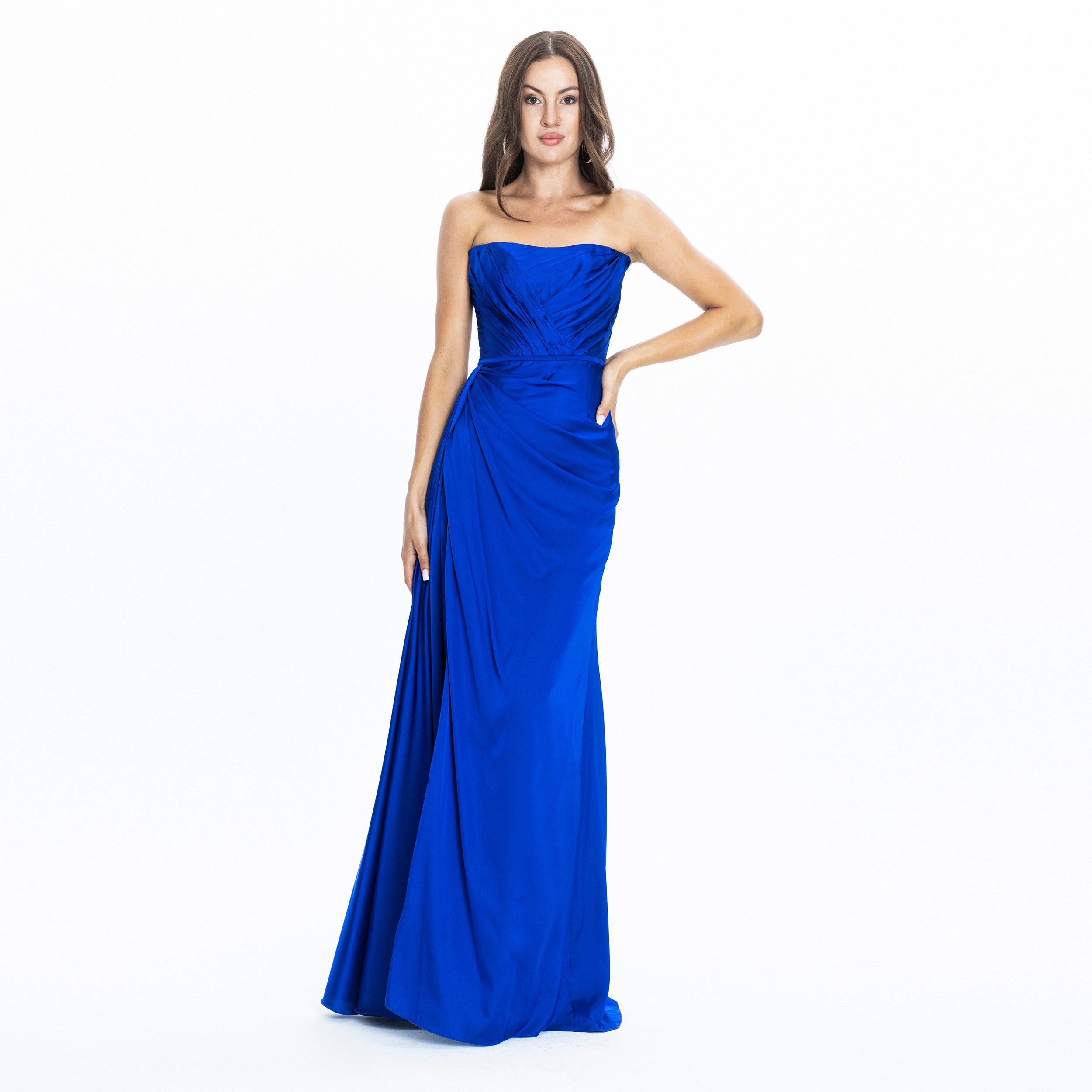 Mona Satin Evening Gown Blue