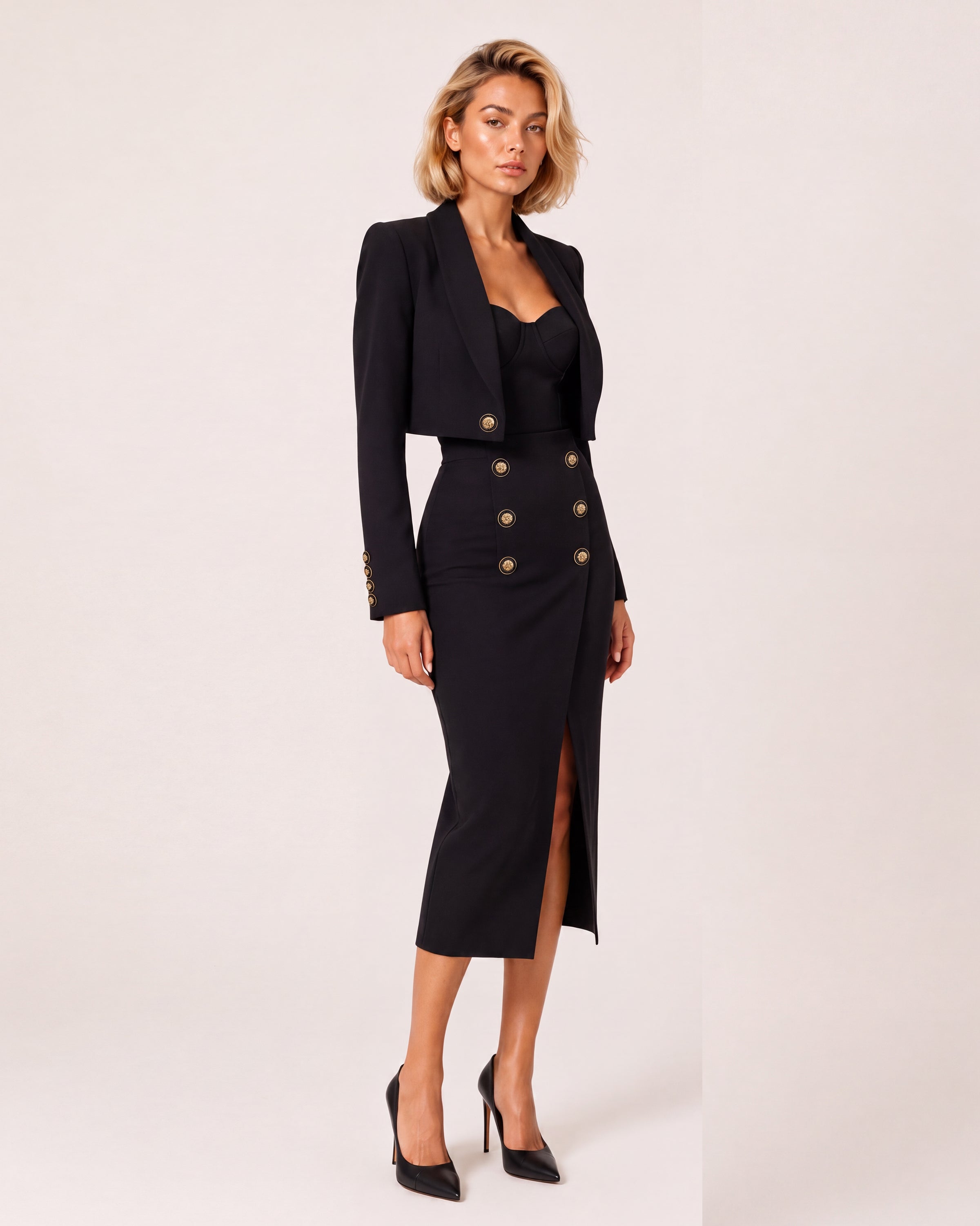 Monaco Cropped Blazer Black