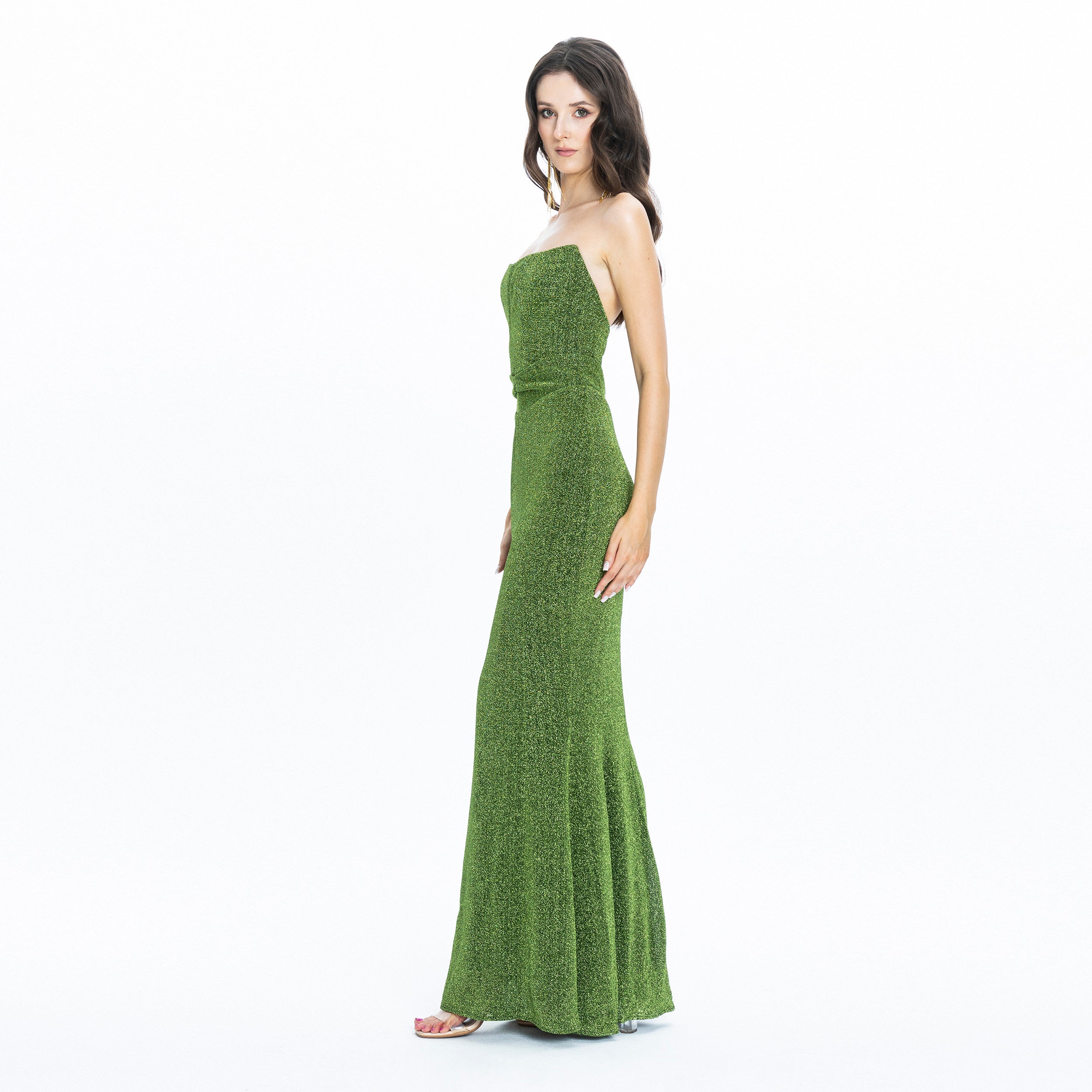 Shimmering Corset Evening Gown Moon Green