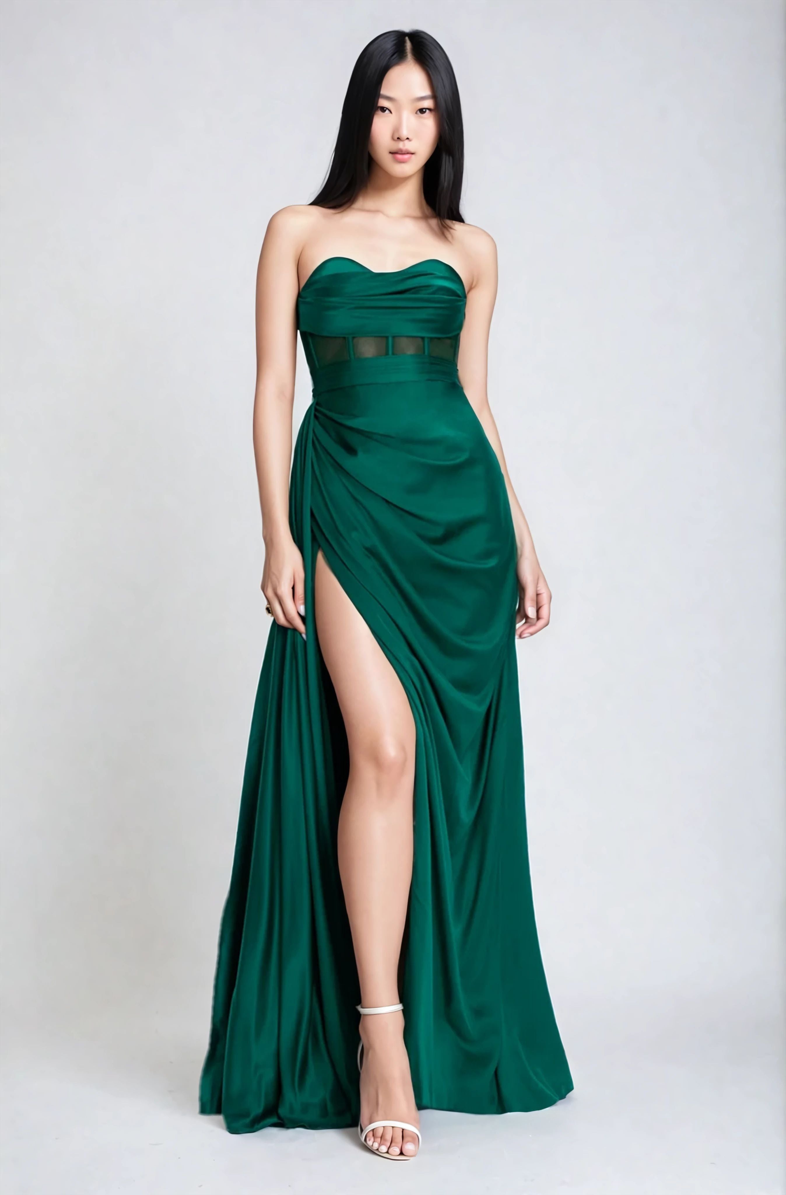 Emerald Satin Corset Evening Couture Gown Napoli Angelika Jozefczyk 9