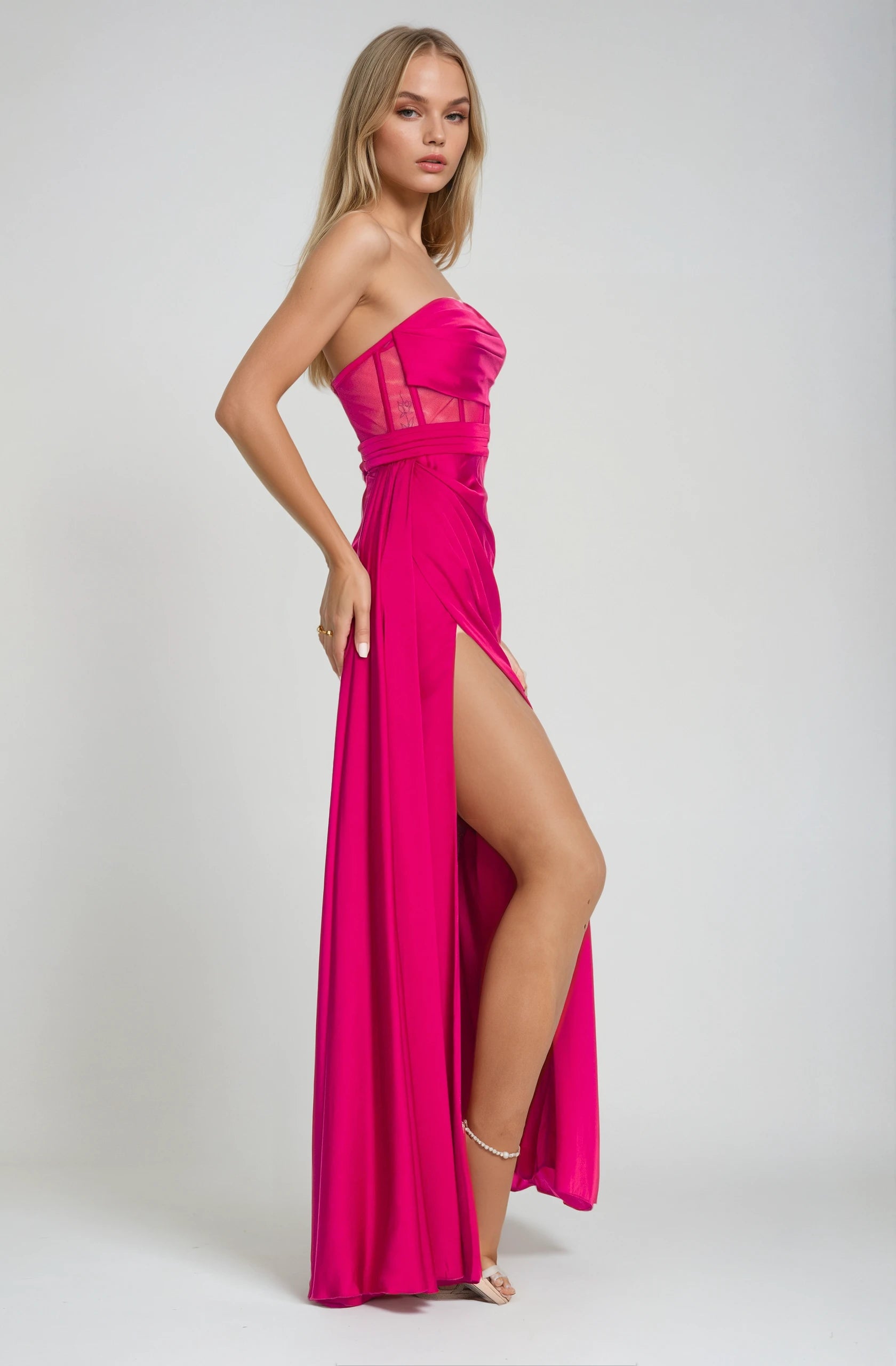 Napoli Corset Evening Gown Fuchsia