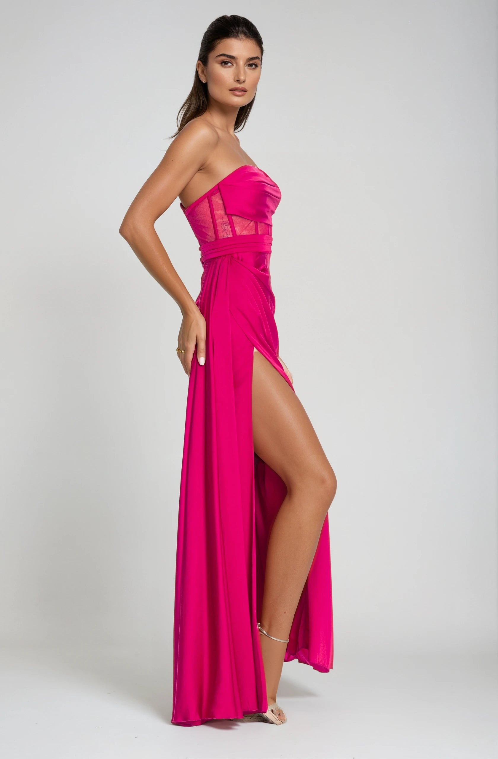 Napoli Corset Evening Gown Fuchsia
