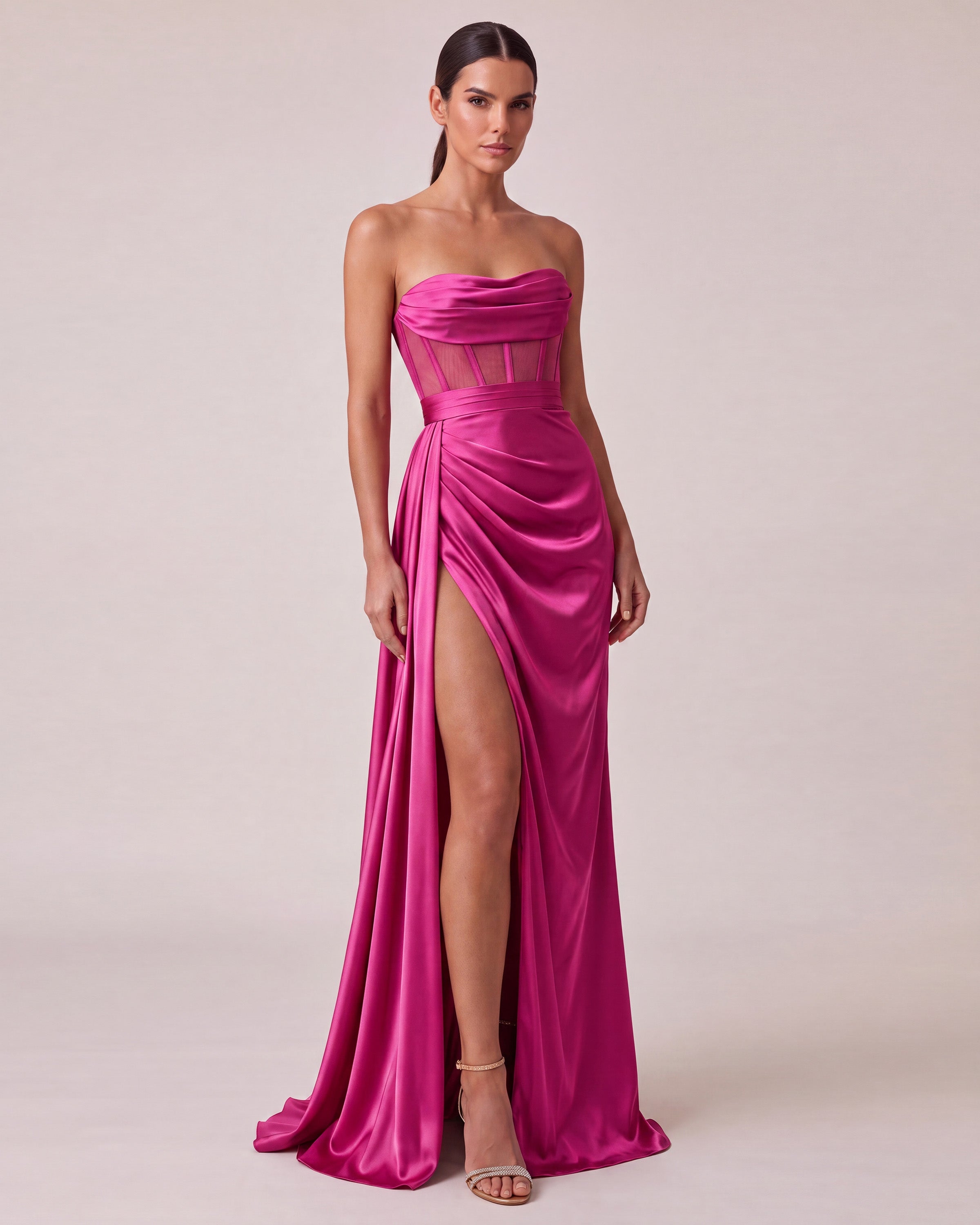 Napoli Corset Evening Gown Fuchsia