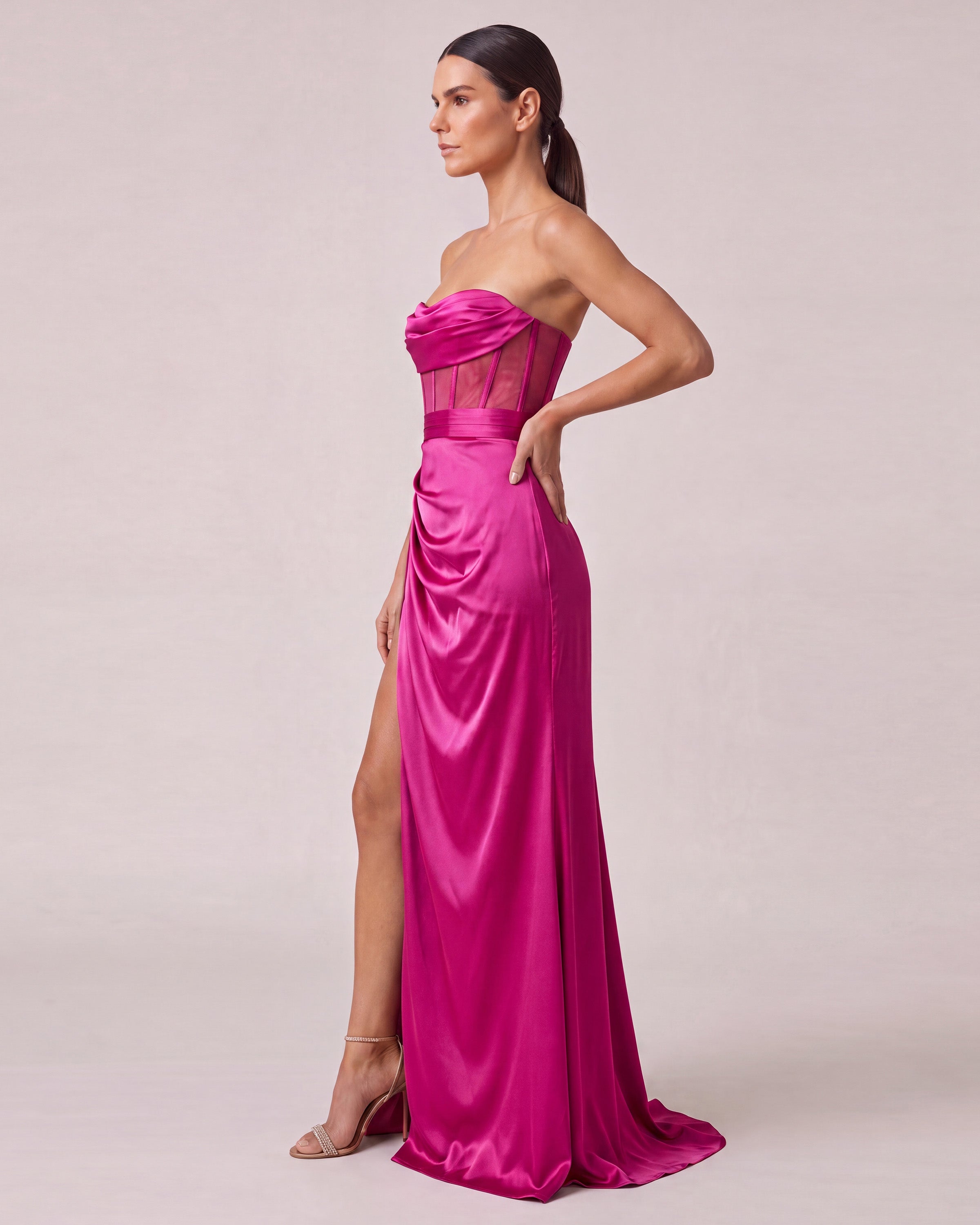 Napoli Corset Evening Gown Fuchsia