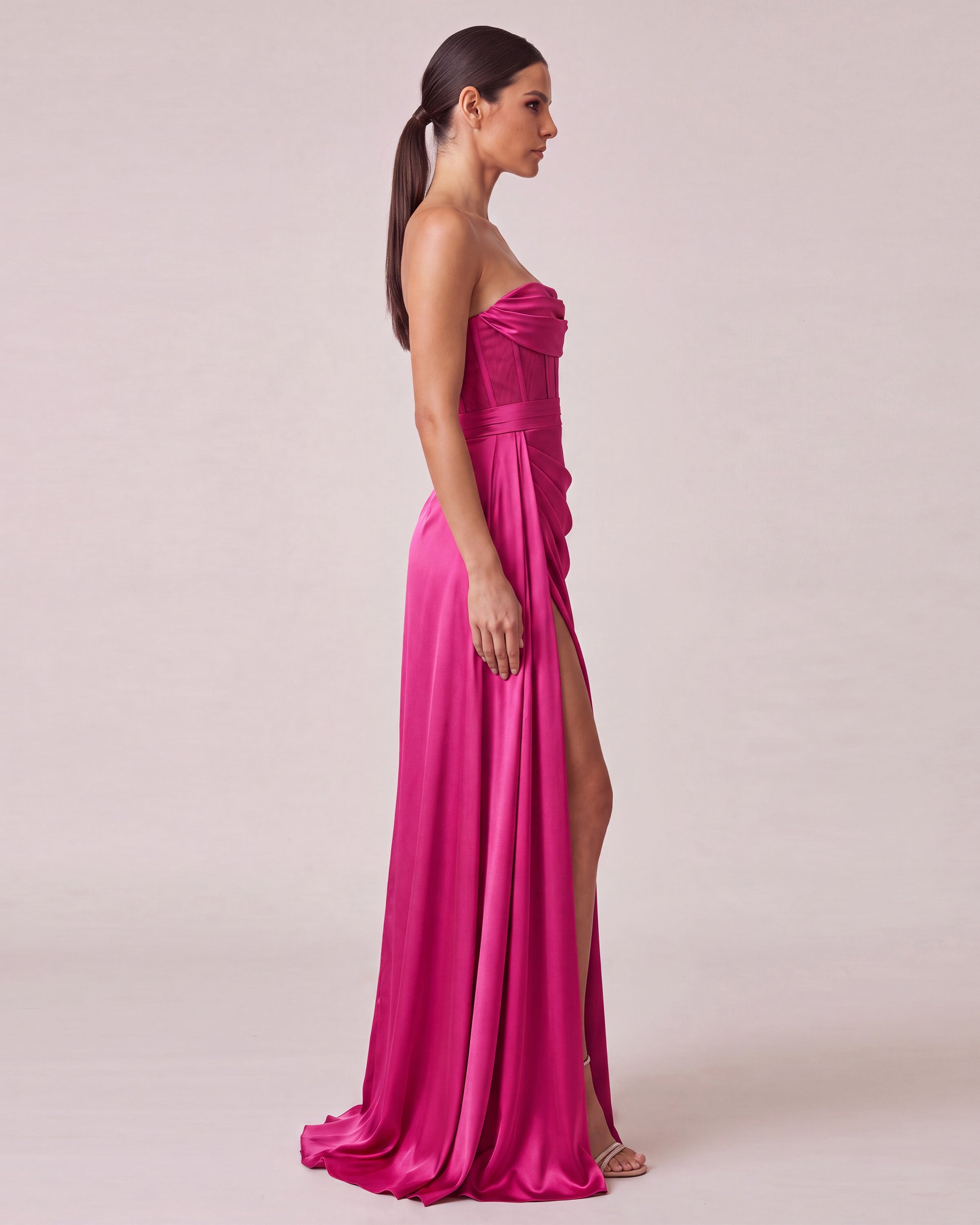 Napoli Corset Evening Gown Fuchsia