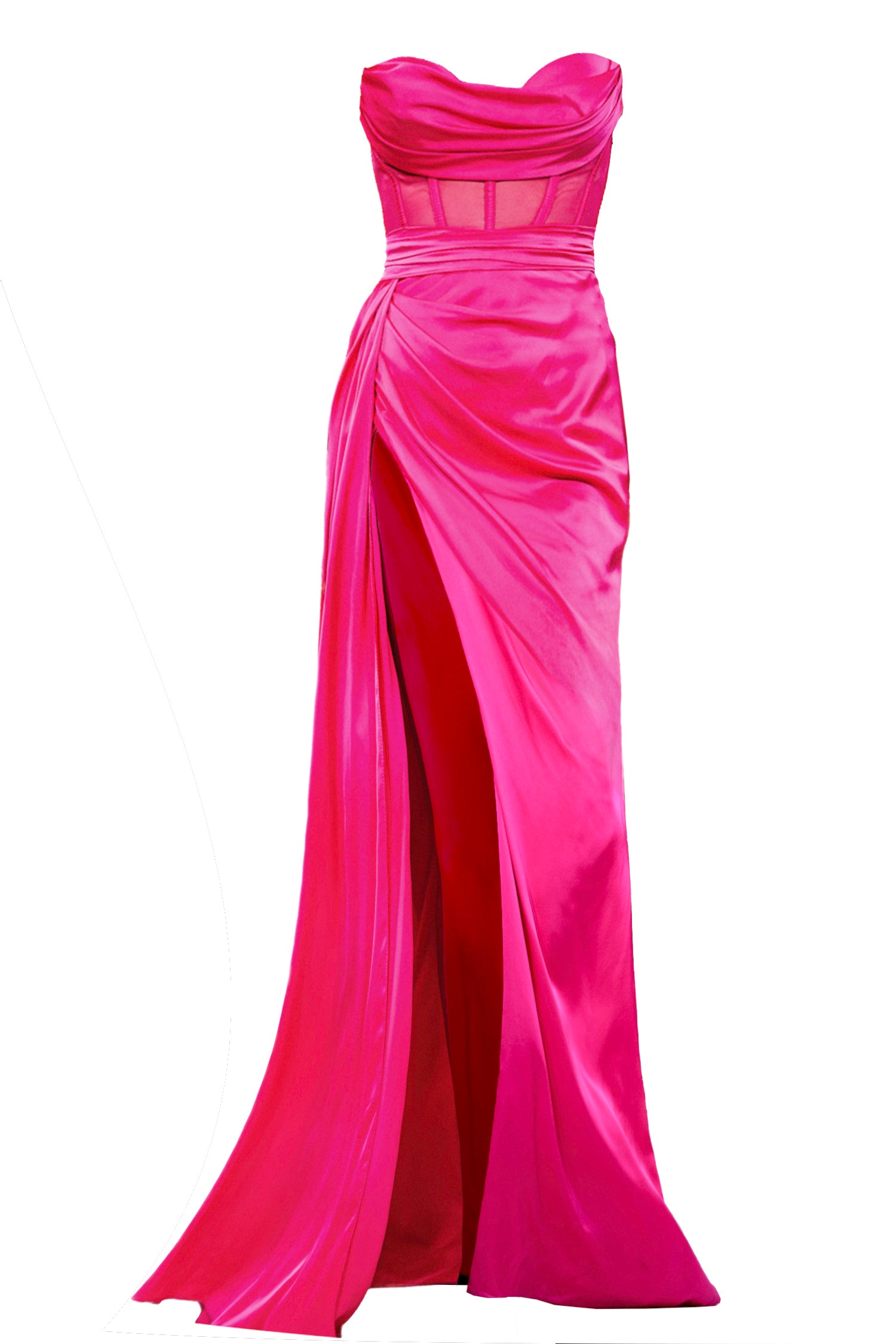 Napoli Corset High Slit Gown Pink