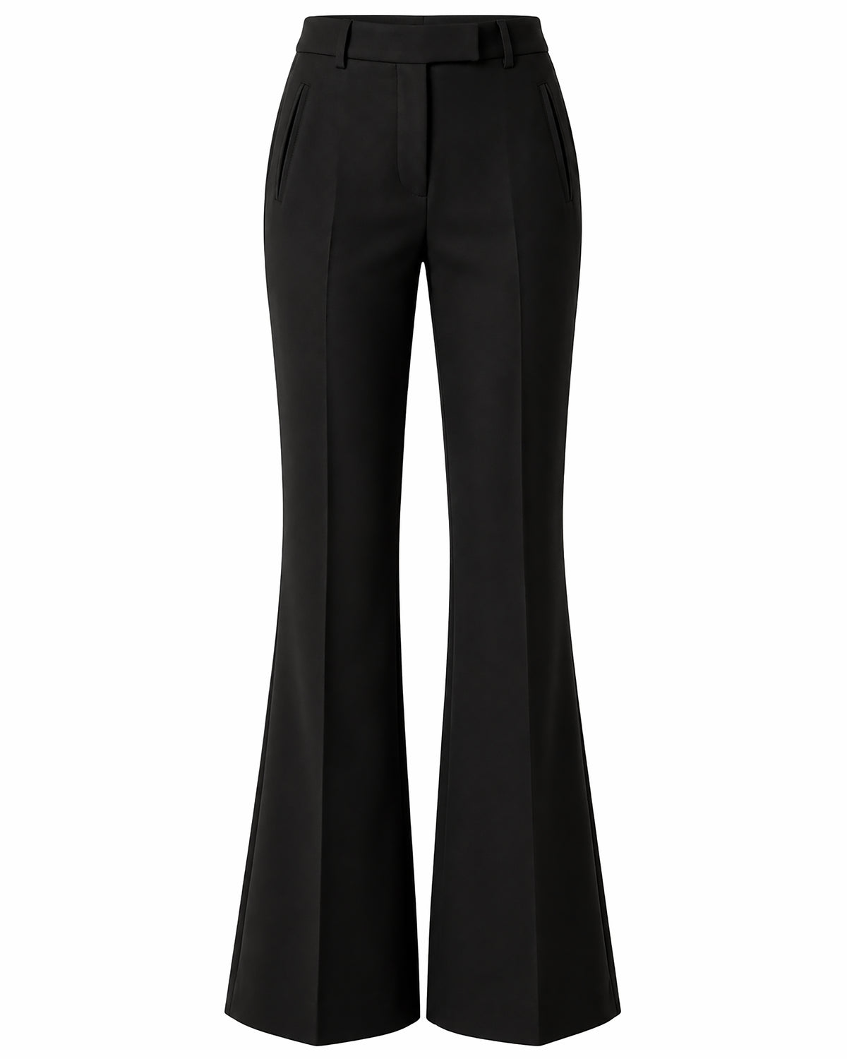 Black women's flared trousers with a high waist