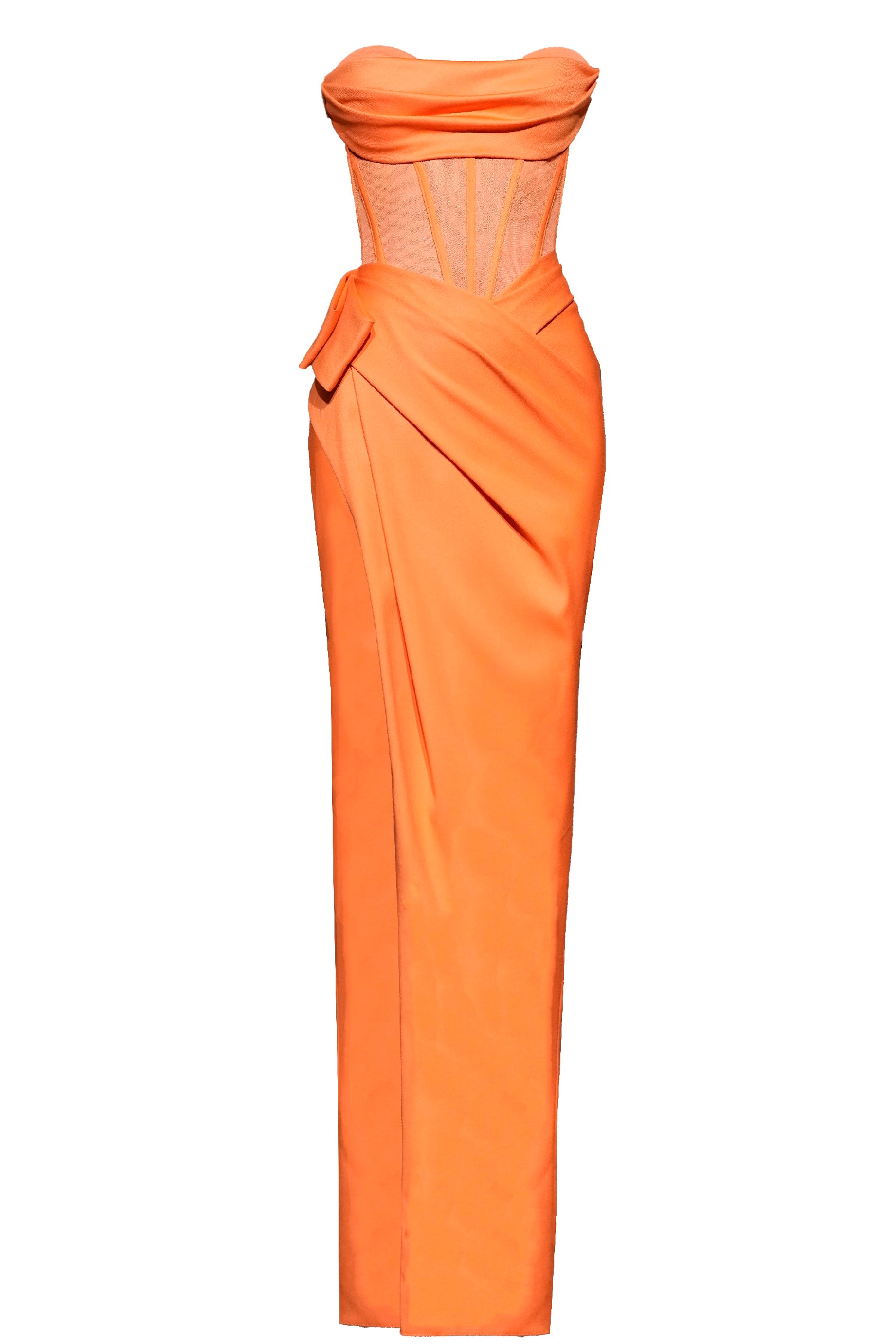 Palermo Corset High Slit Gown Orange