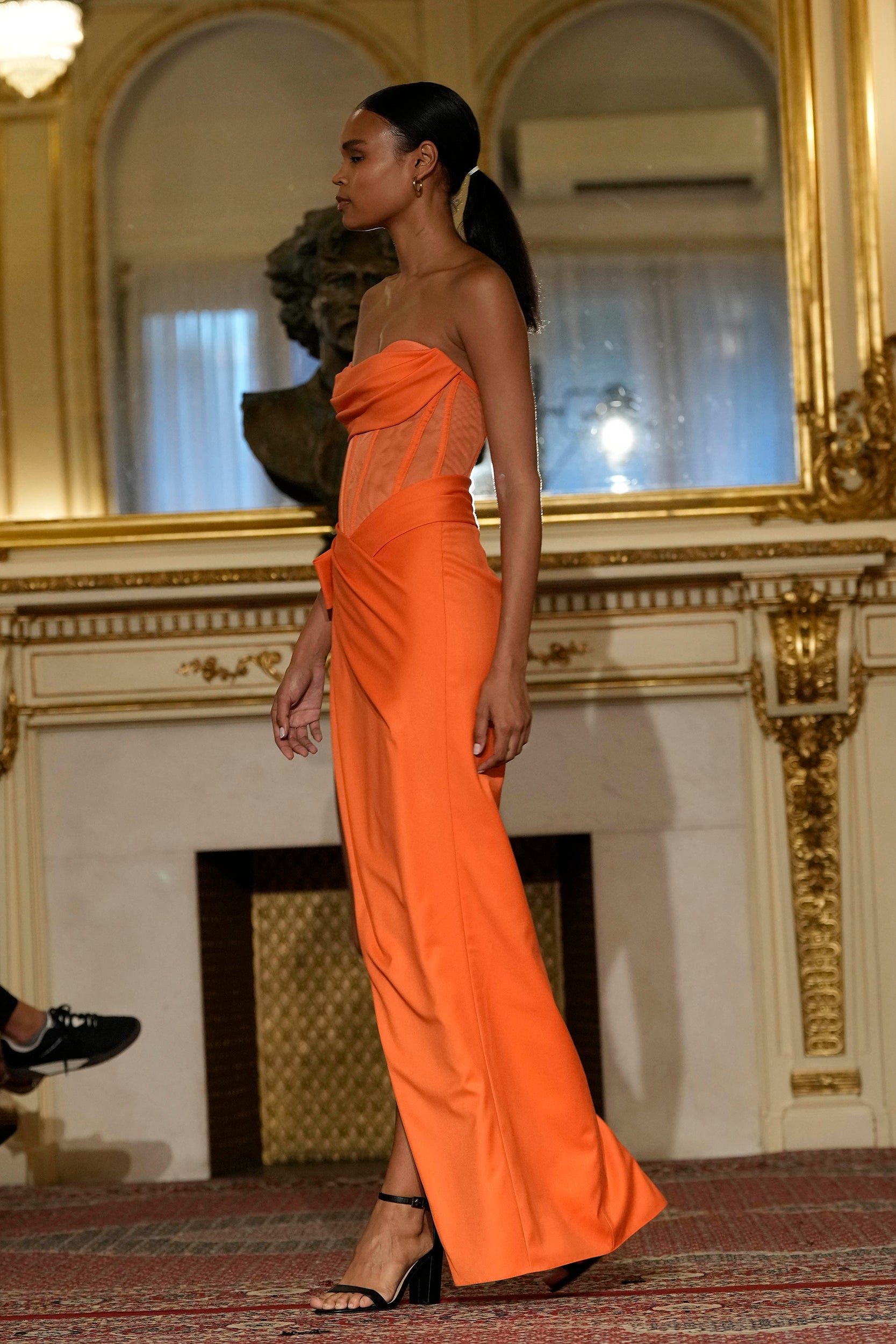 Palermo Corset High Slit Gown Orange