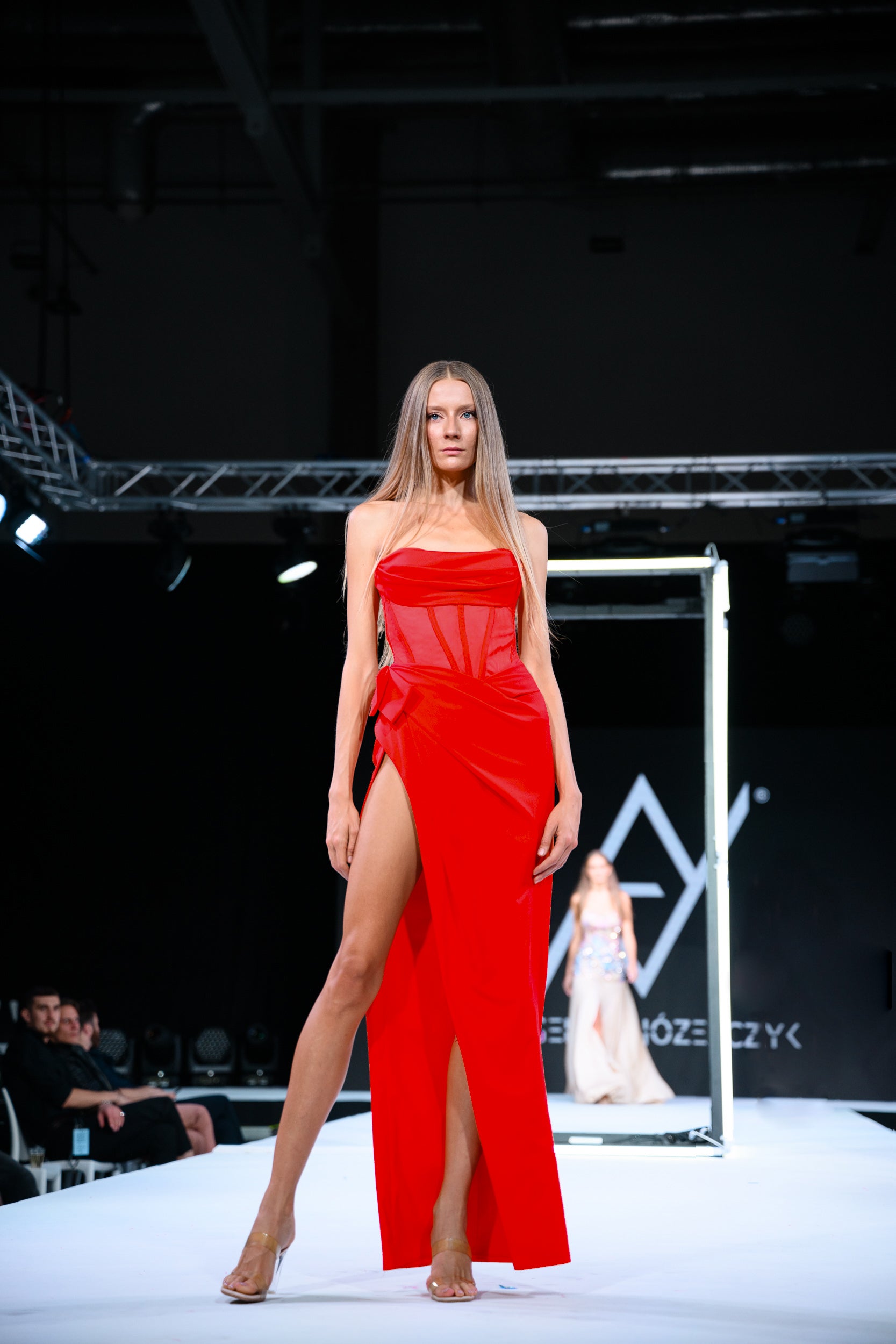 Palermo Corset High Slit Gown Red
