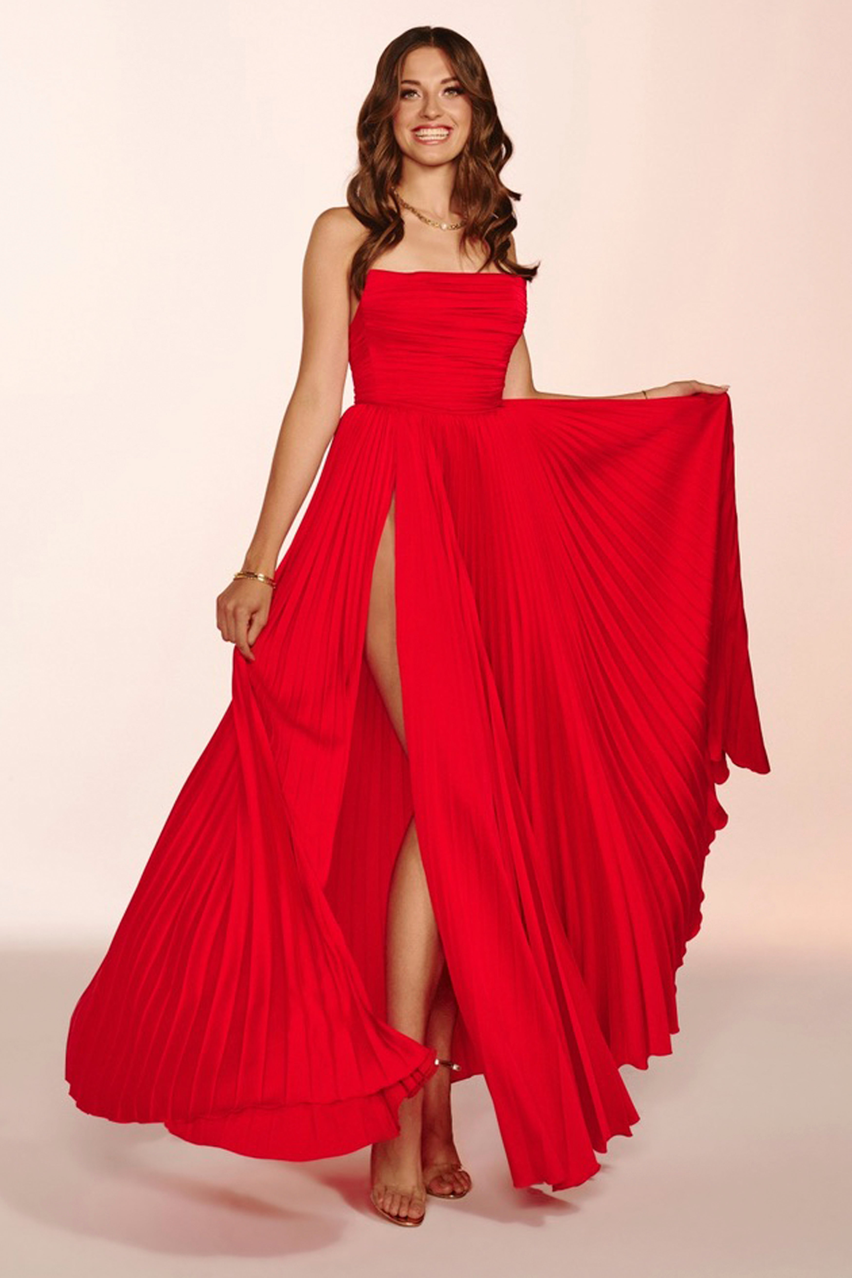 Rose Satin Evening Gown