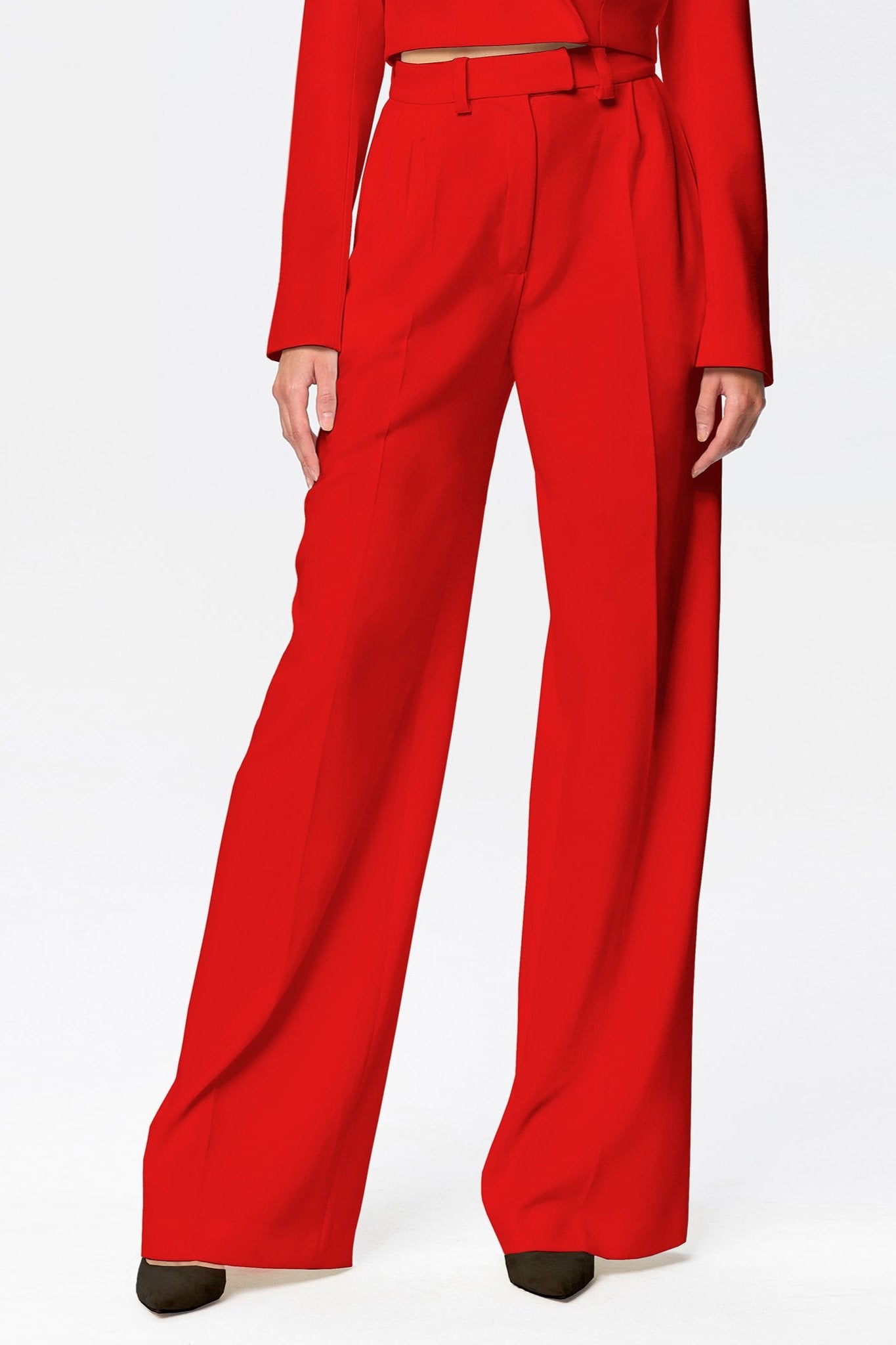 Sanremo High-Rise Wide-Leg Suit Pants Red 4