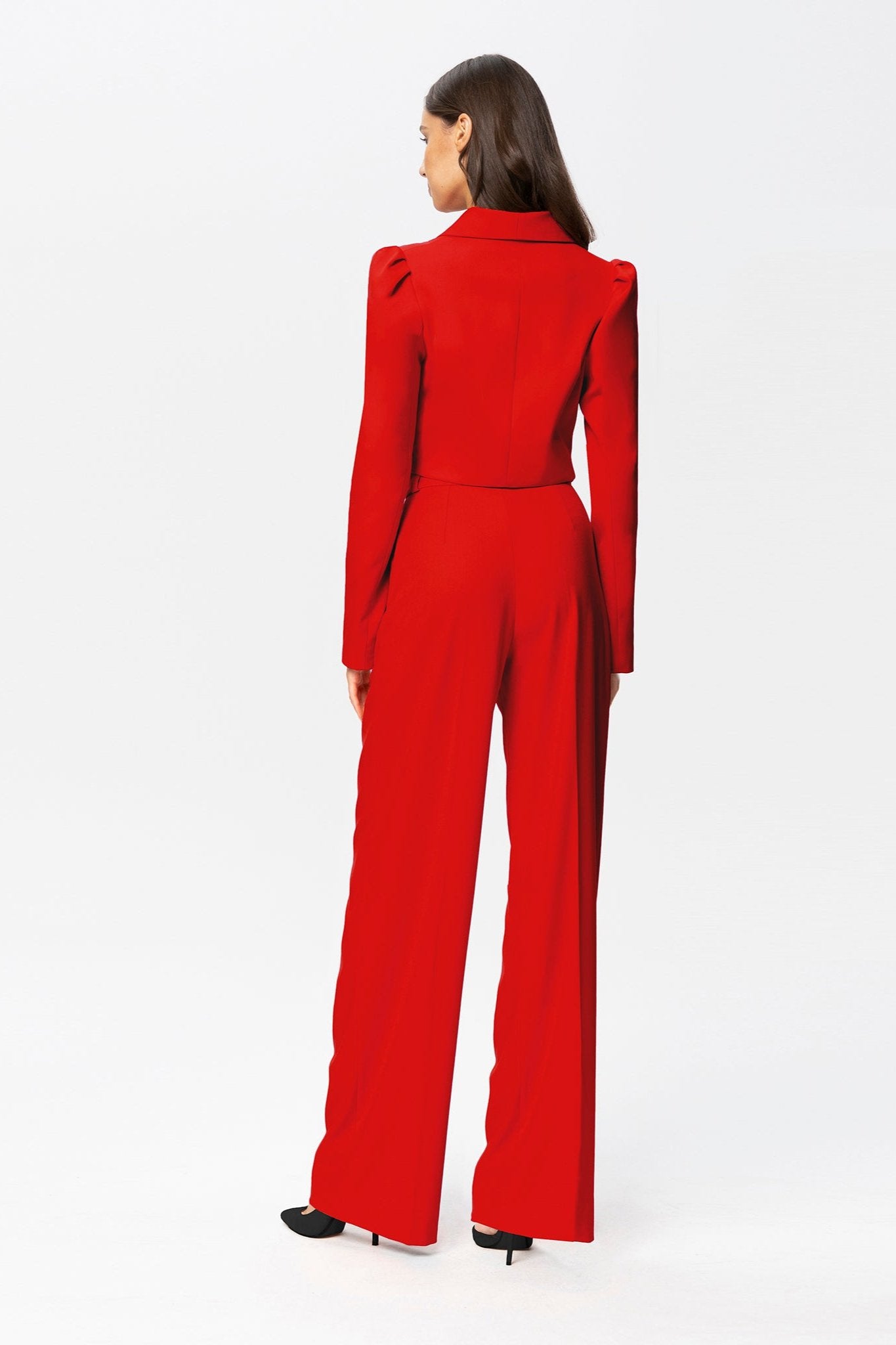 Sanremo High-Rise Wide-Leg Suit Pants Red 6