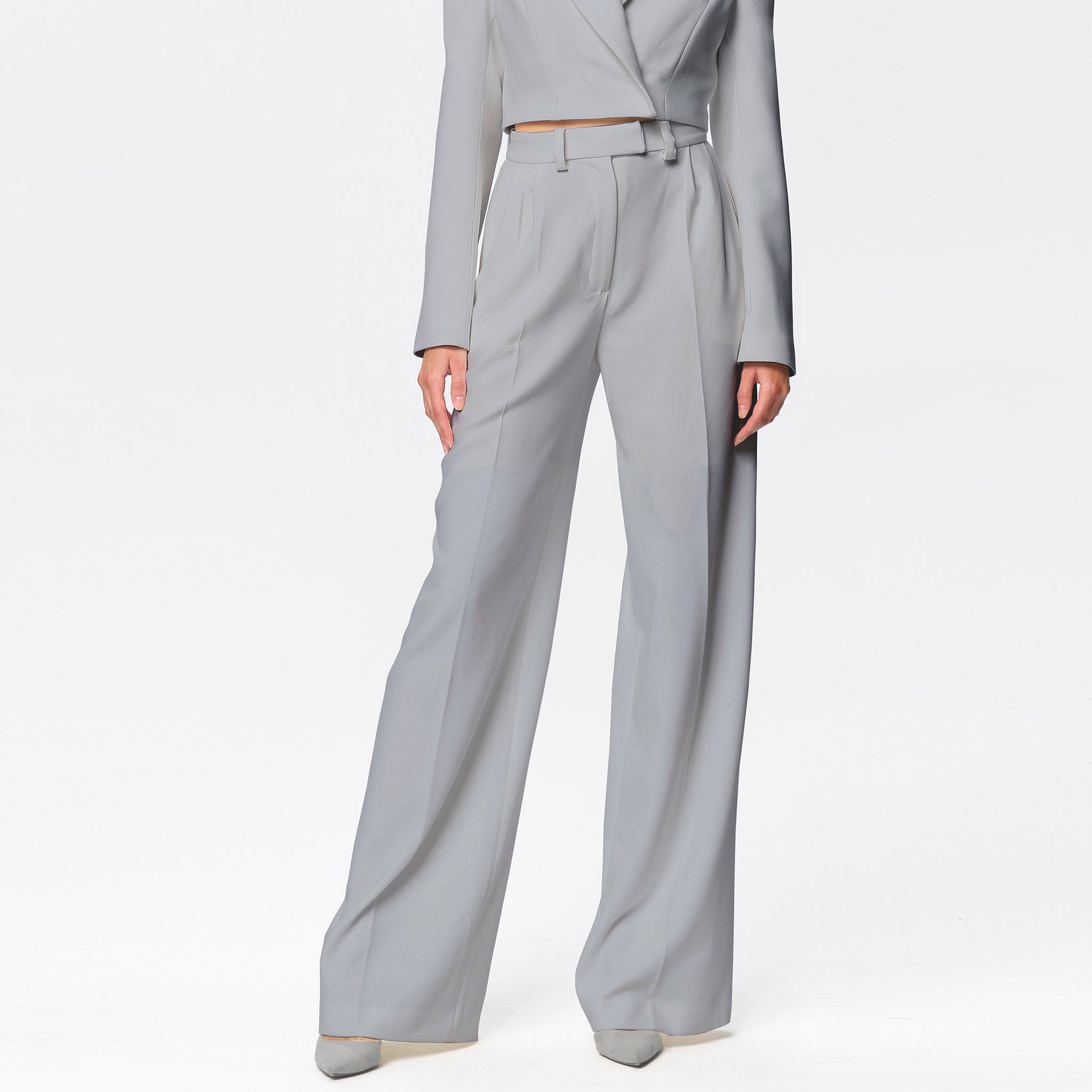 Sanremo High-rise Wide-leg Suit Pants Gray Angelika Jozefczyk