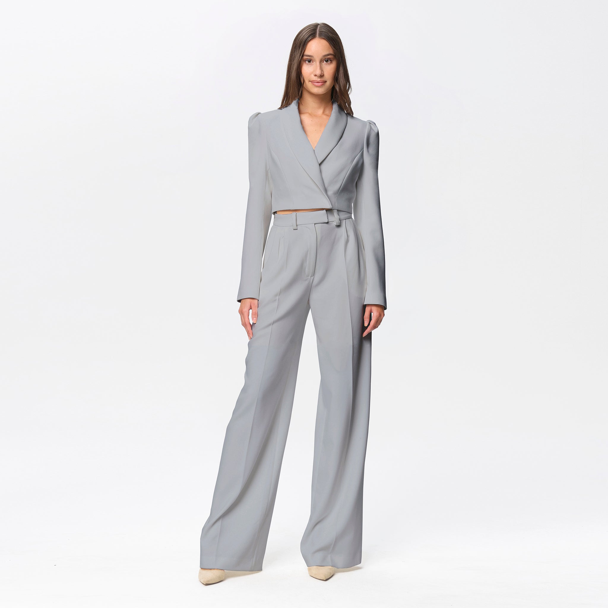 Sanremo High-rise Wide-leg Suit Pants Gray Angelika Jozefczyk