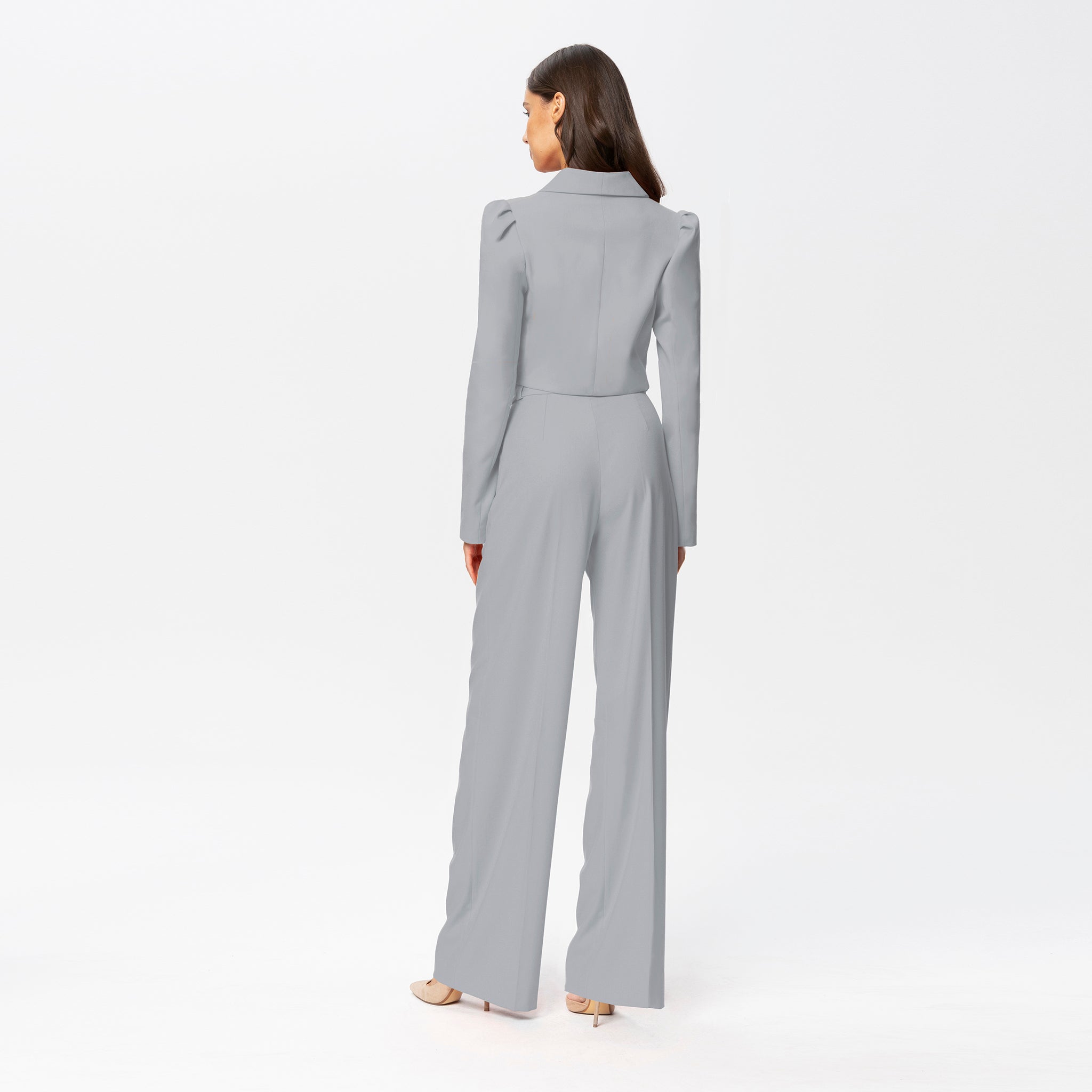 Sanremo High-rise Wide-leg Suit Pants Gray Angelika Jozefczyk