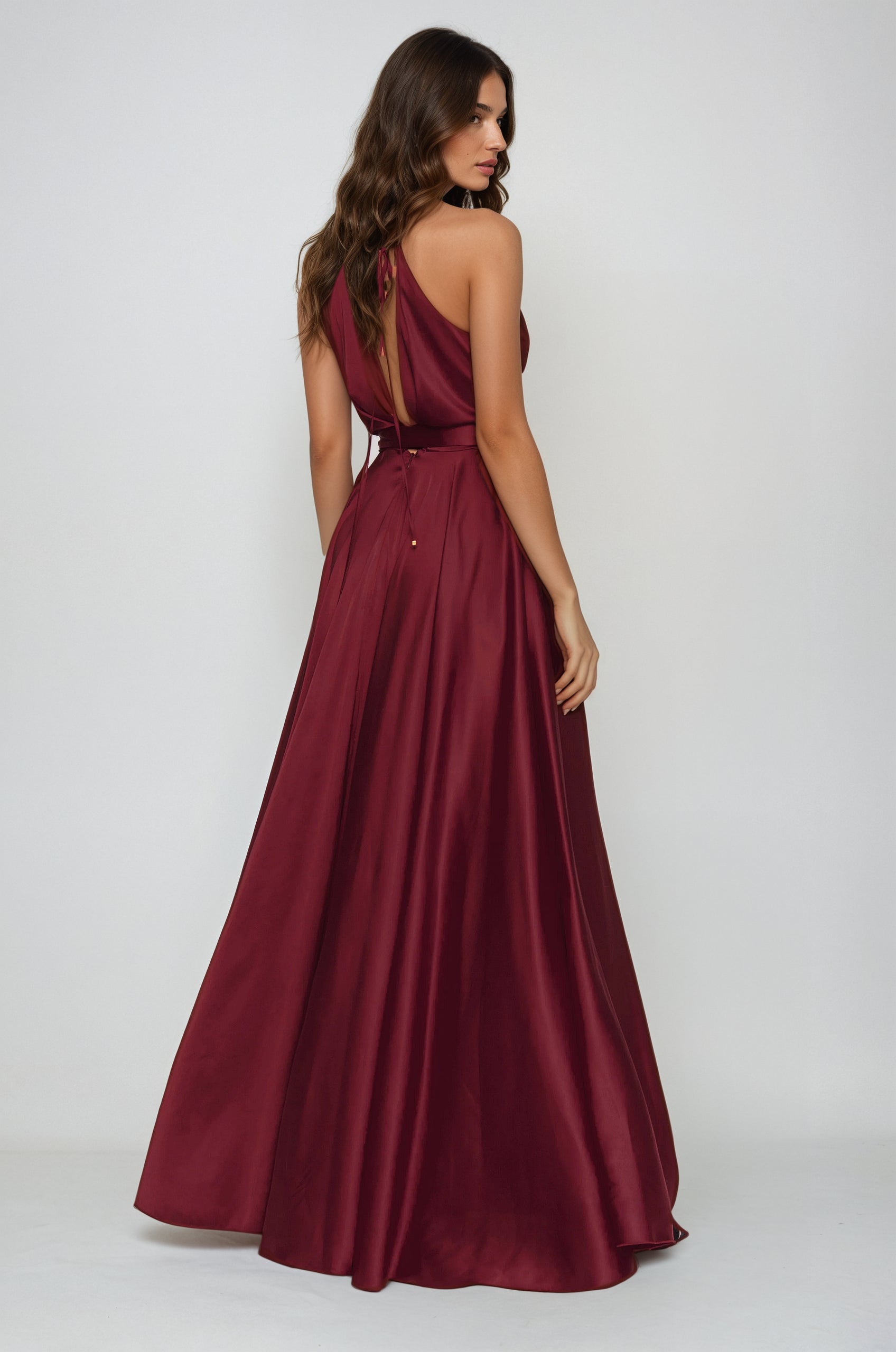 Satin Long Dress Burgundy Angelika Jozefczyk 2