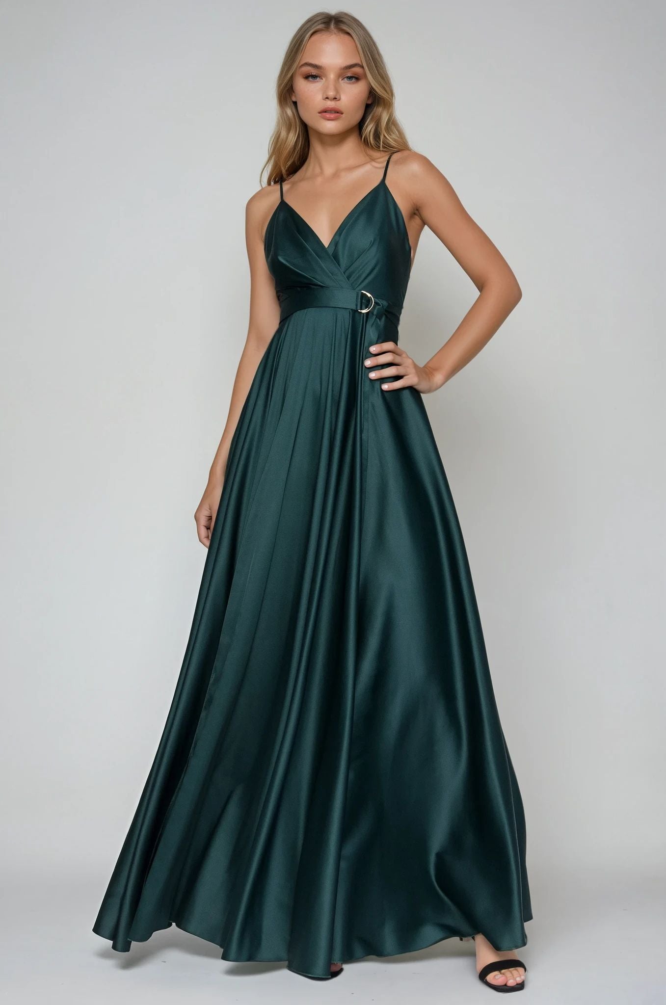 Satin long dress emerald angelika jozefczyk 2
