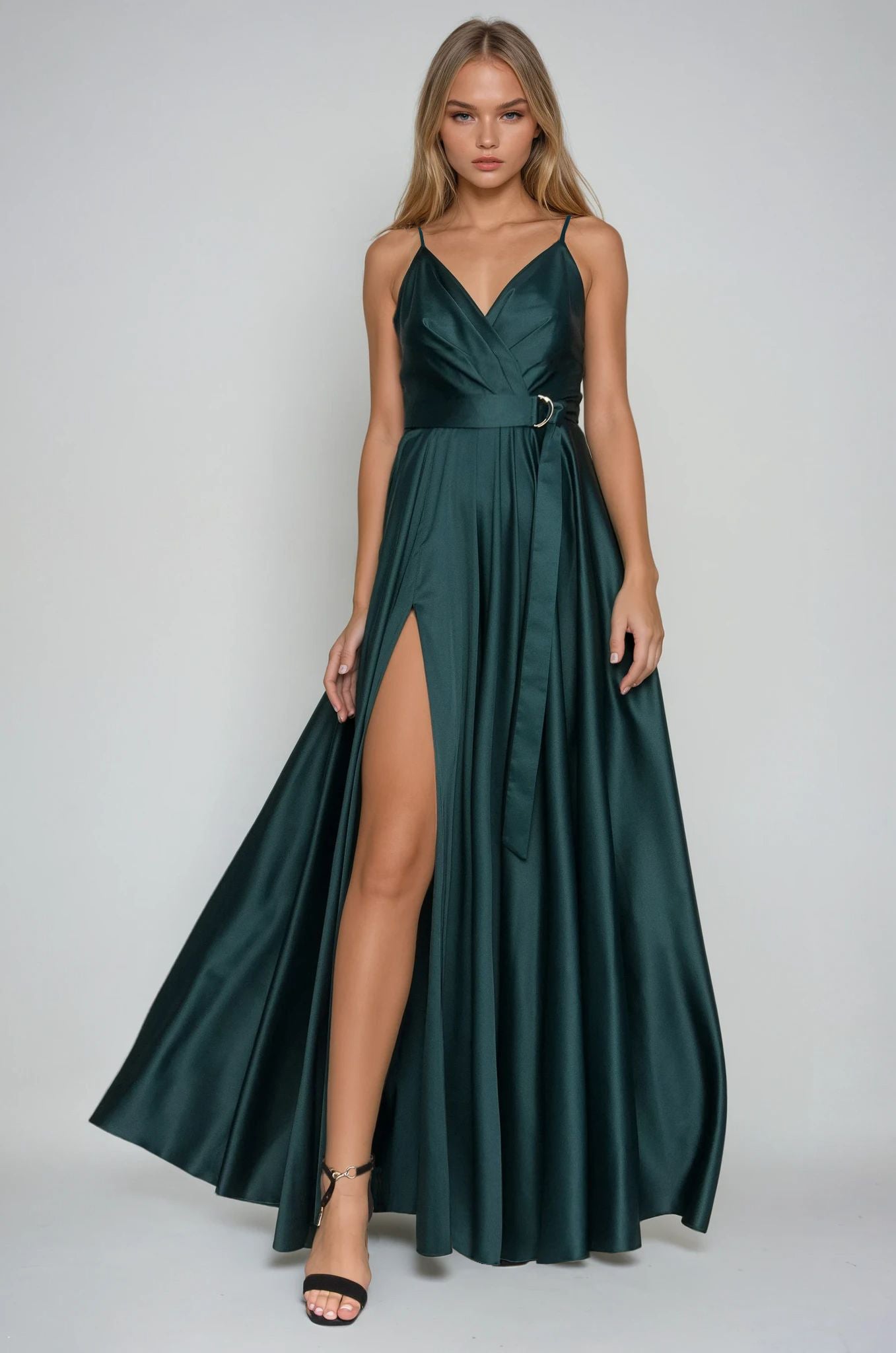 Satin long dress emerald angelika jozefczyk 4