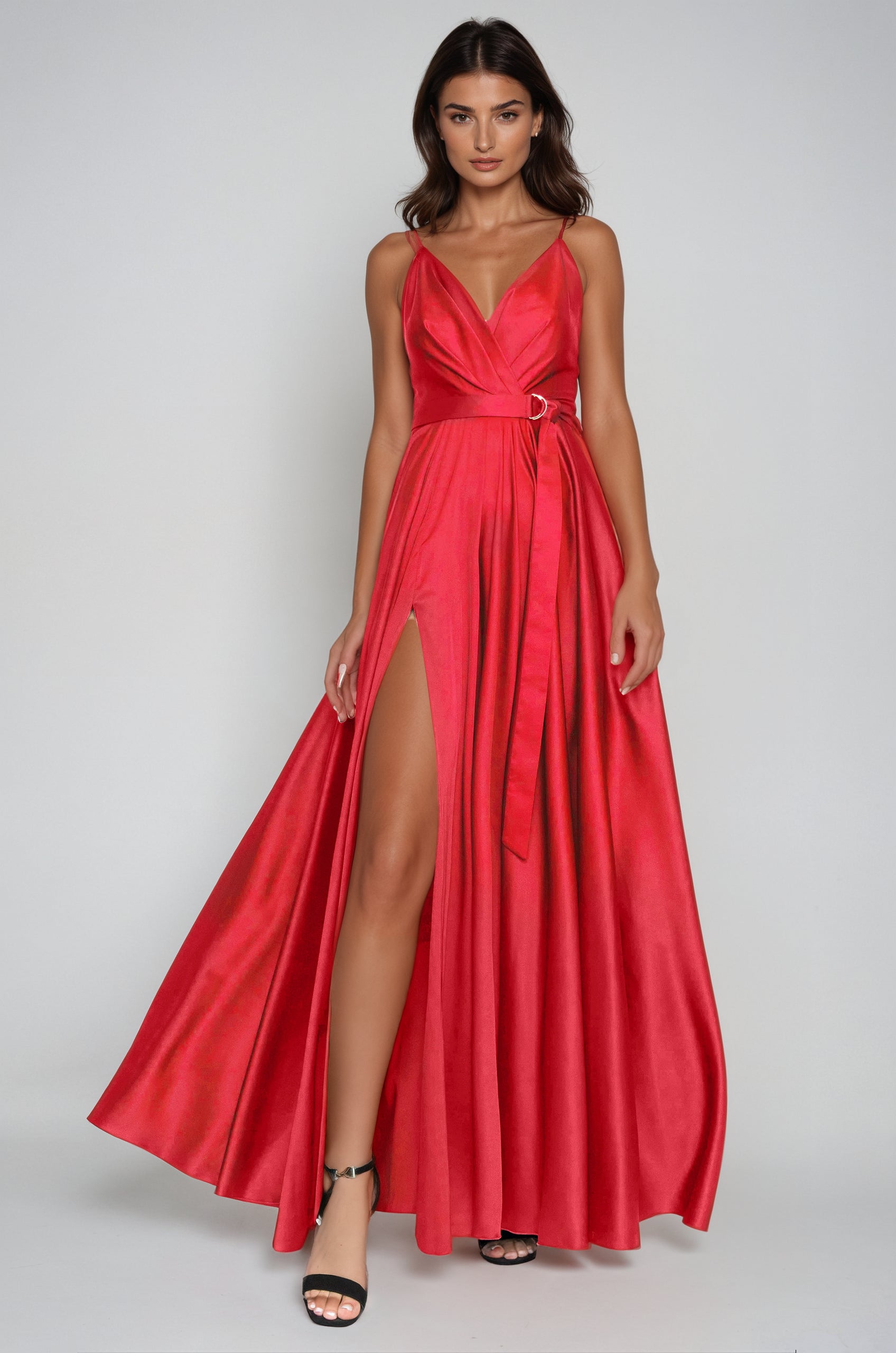 Satin long dress red Angelika Jozefczyk