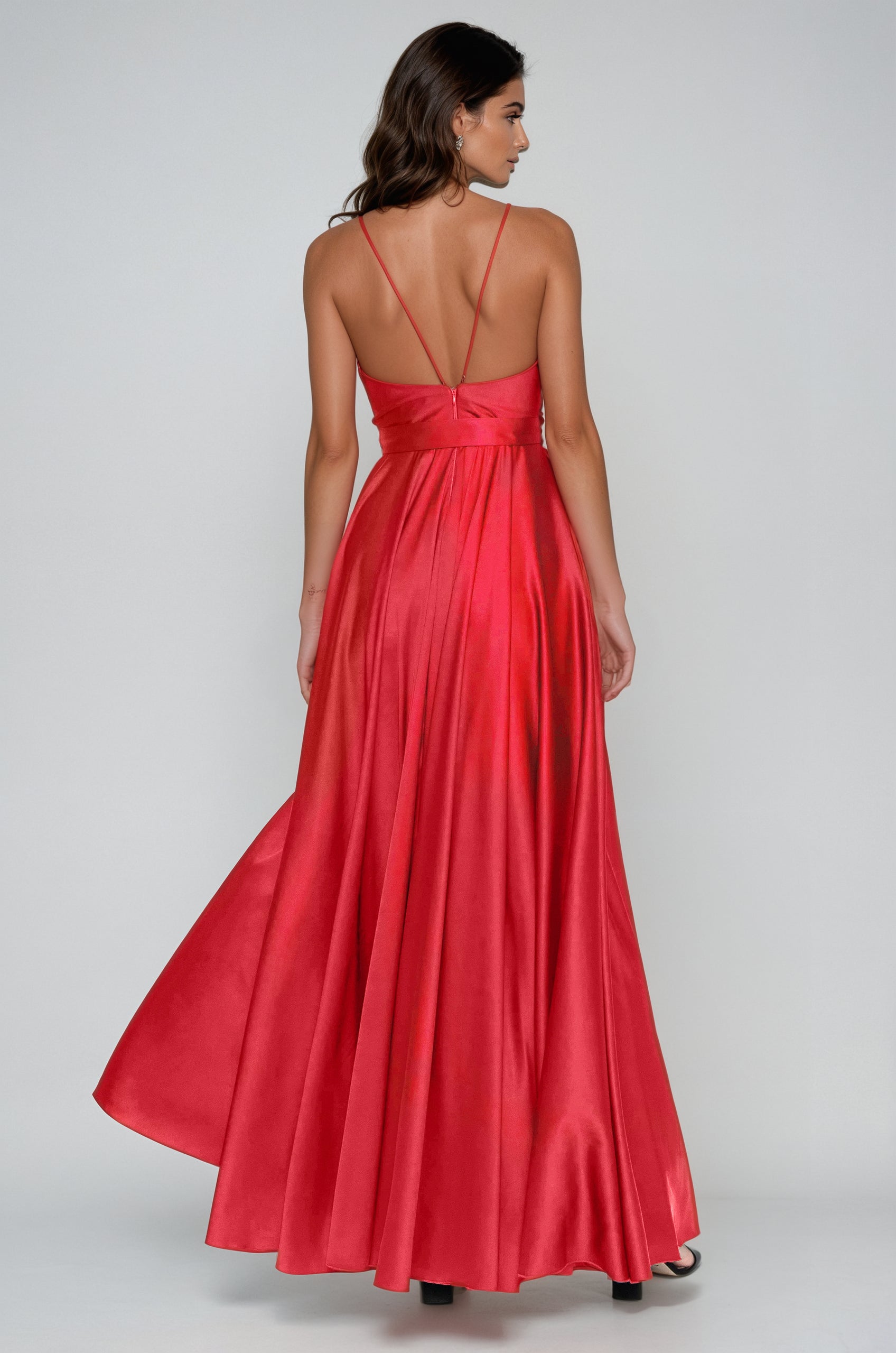 Satin long dress red Angelika Jozefczyk 2