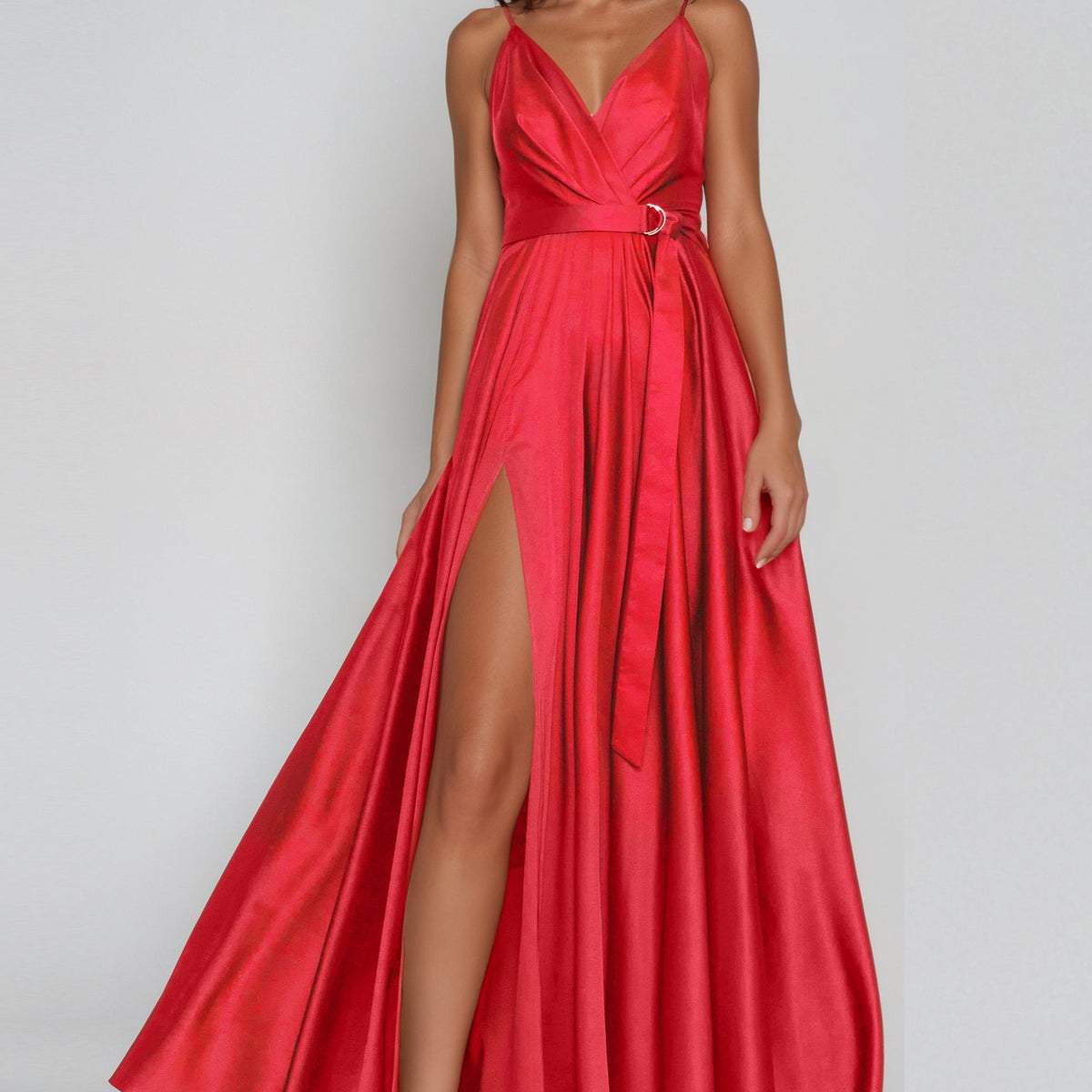 Satin Long Dress RED 44 / RED Satin Long Dress RED 44 / RED