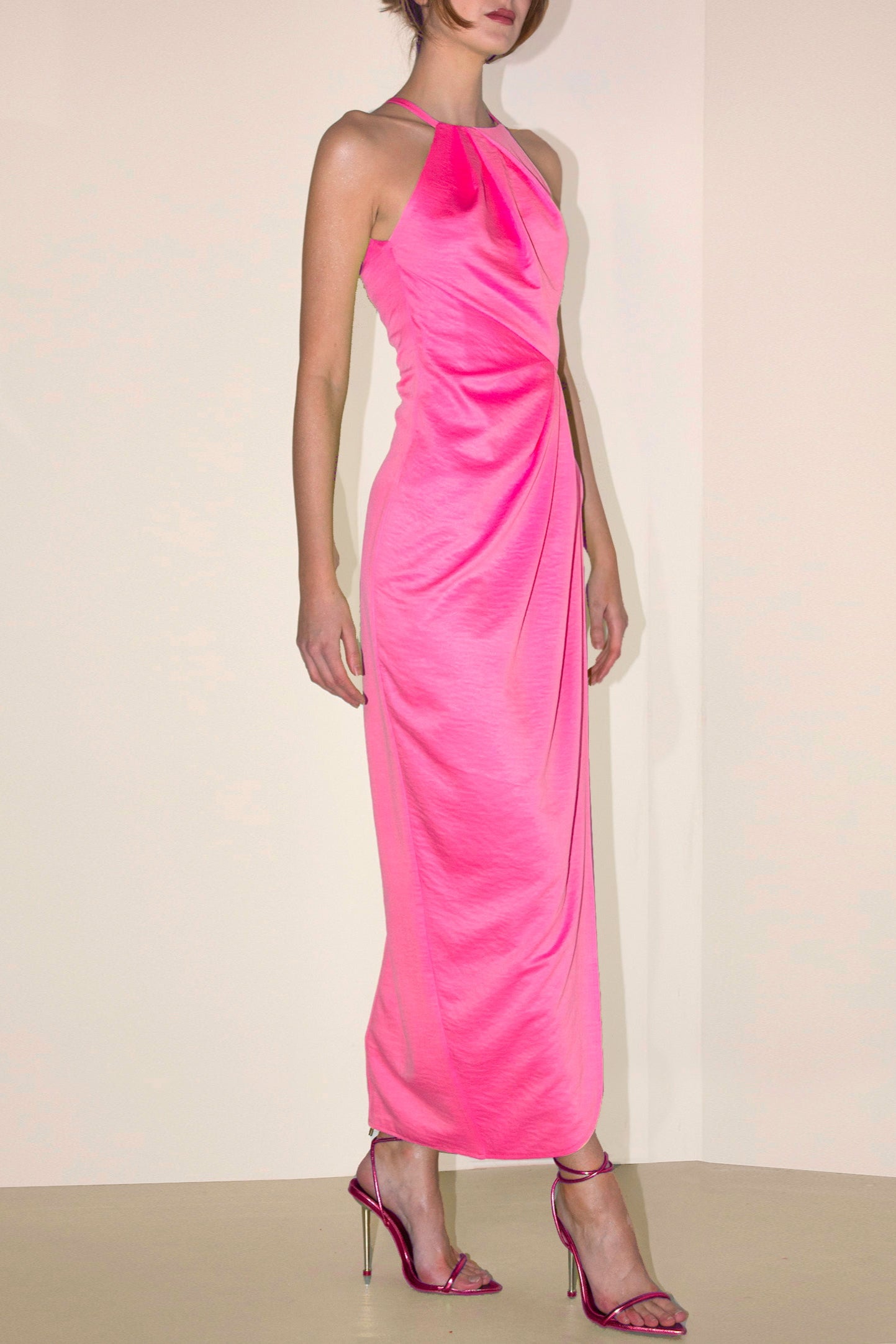 Sofya Cocktail Draped Dress Fuchsia 3