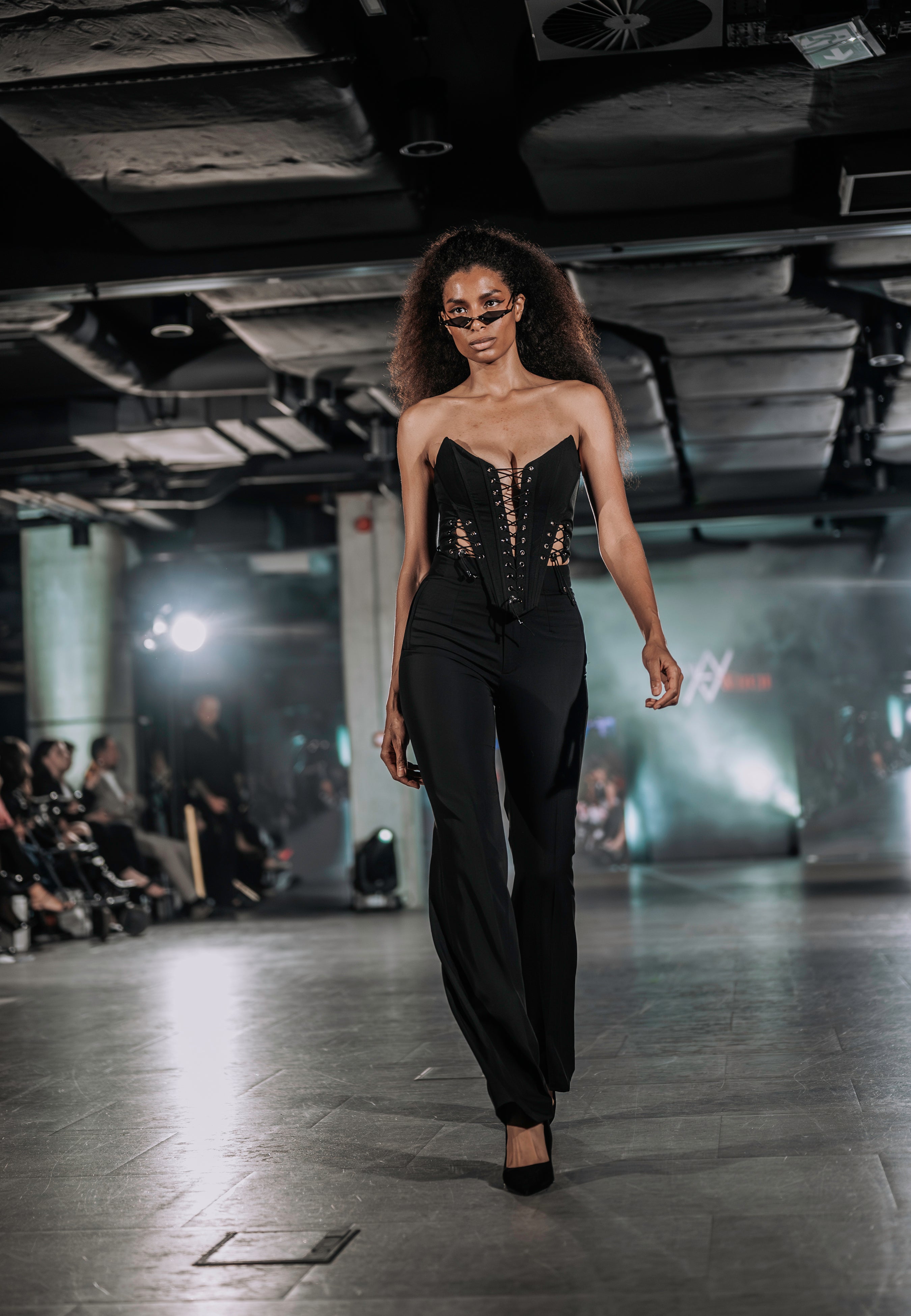 Flared Pants with Elastane Black