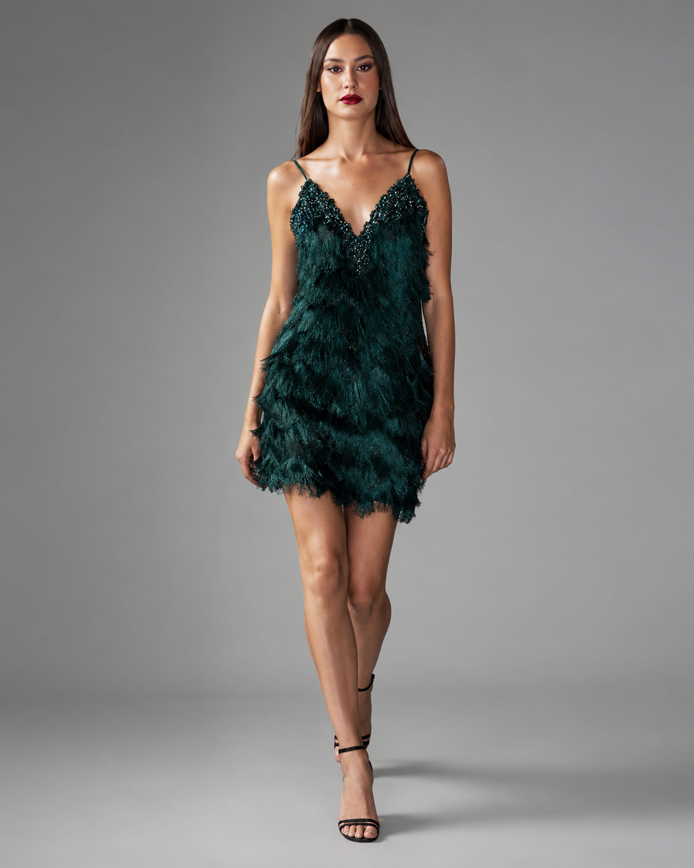 Szmaragdowa Mini Sukienka Gatsby