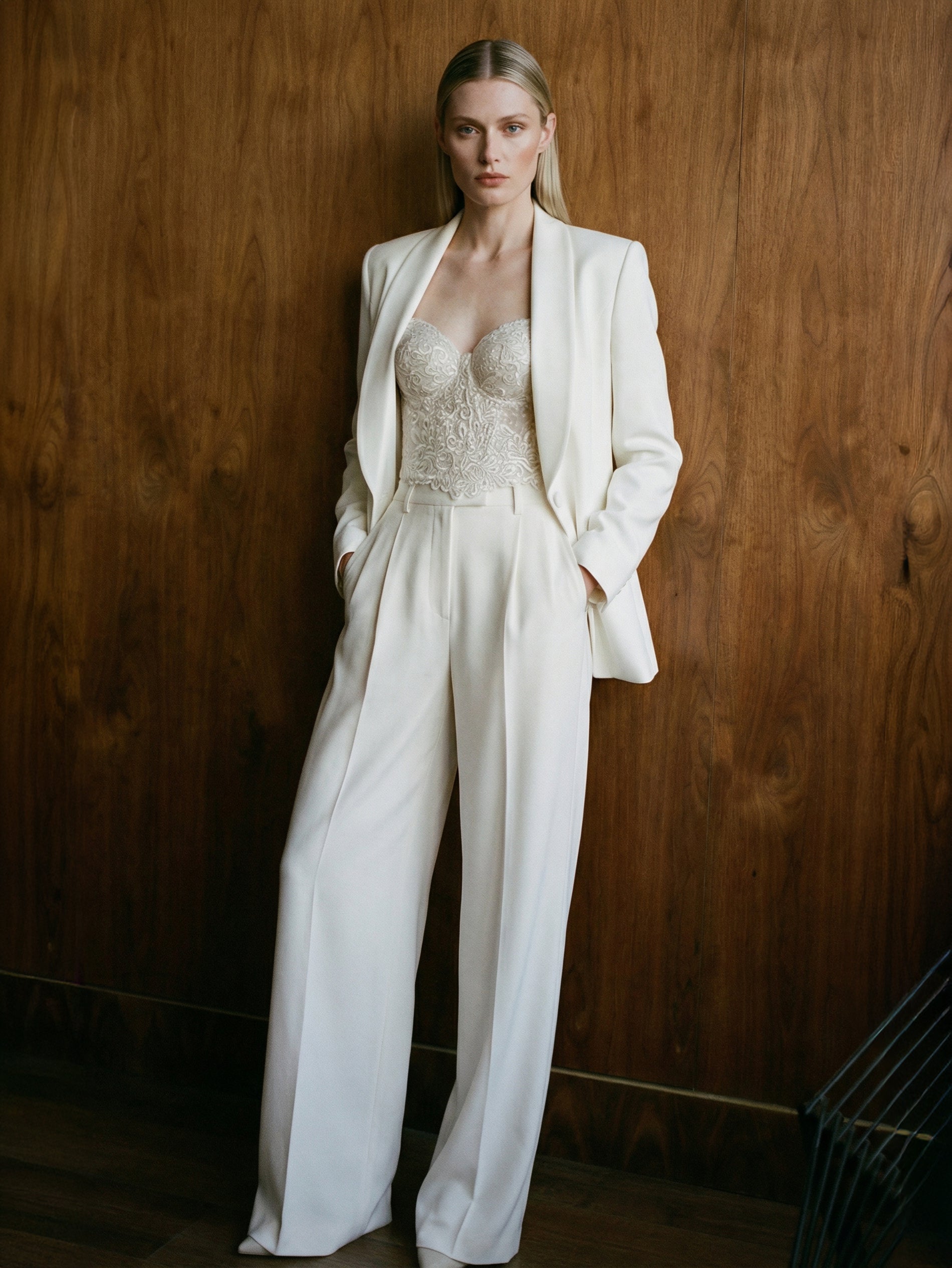 Spodnie Garniturowe Sanremo High-Rise Ecru