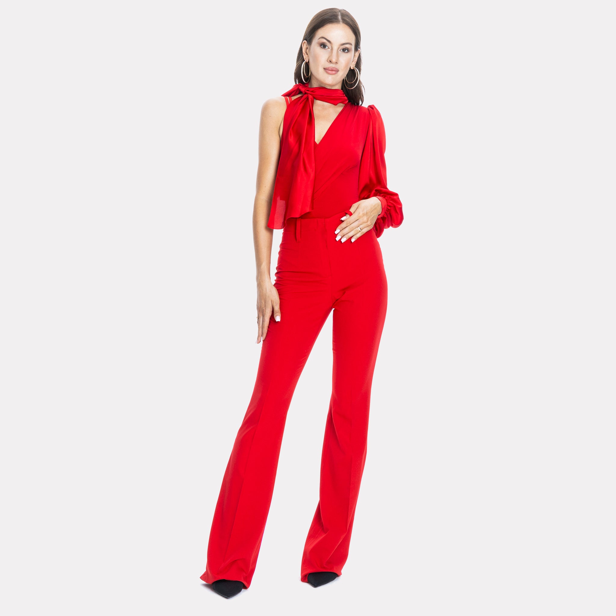 Palermo High-rise Flare Suit Pants Red