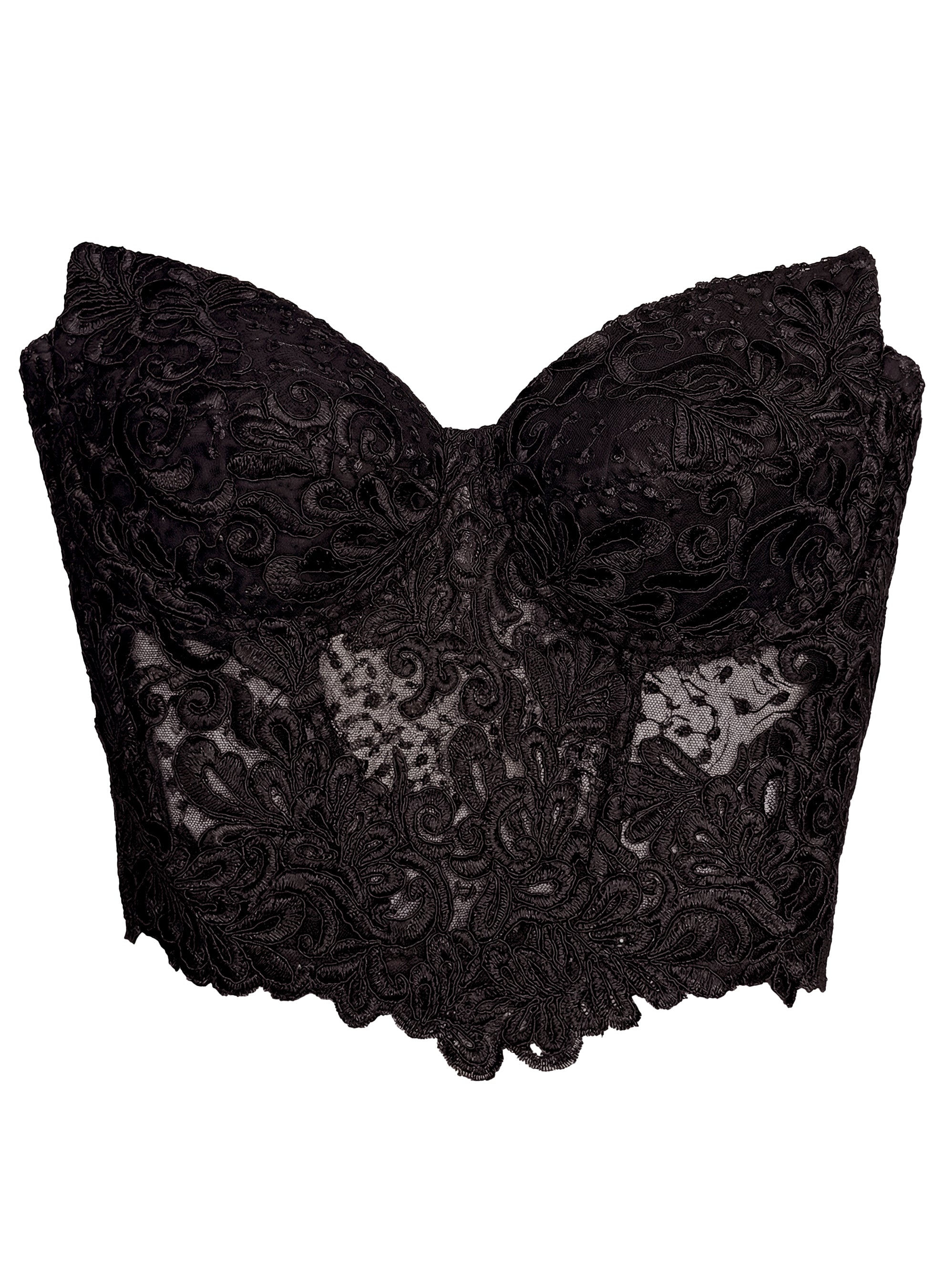Orchidea Guipure Lace Corset Black| Luxury Strapless Corset