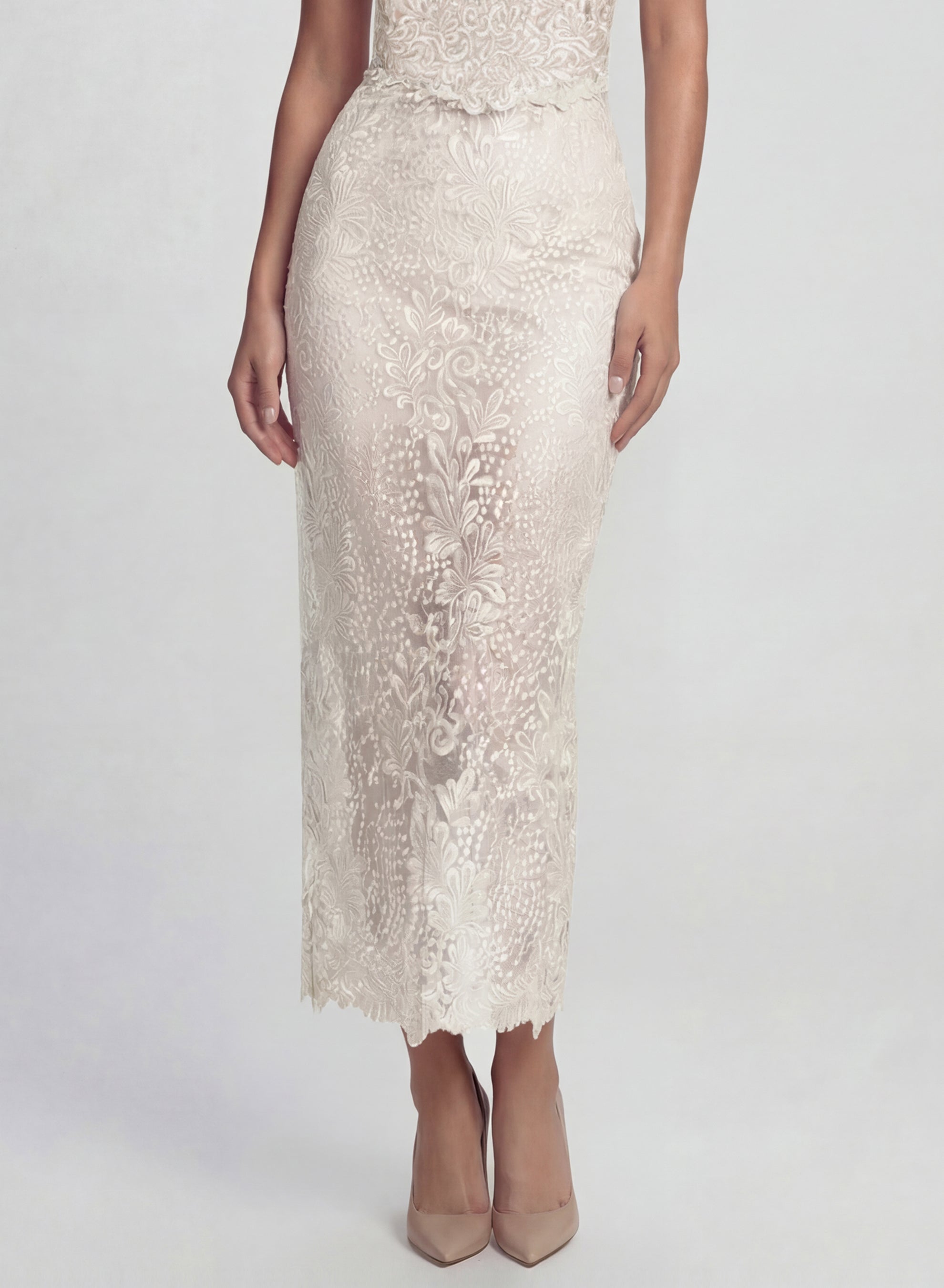 Ivory Spódnica Maxi Orchidea